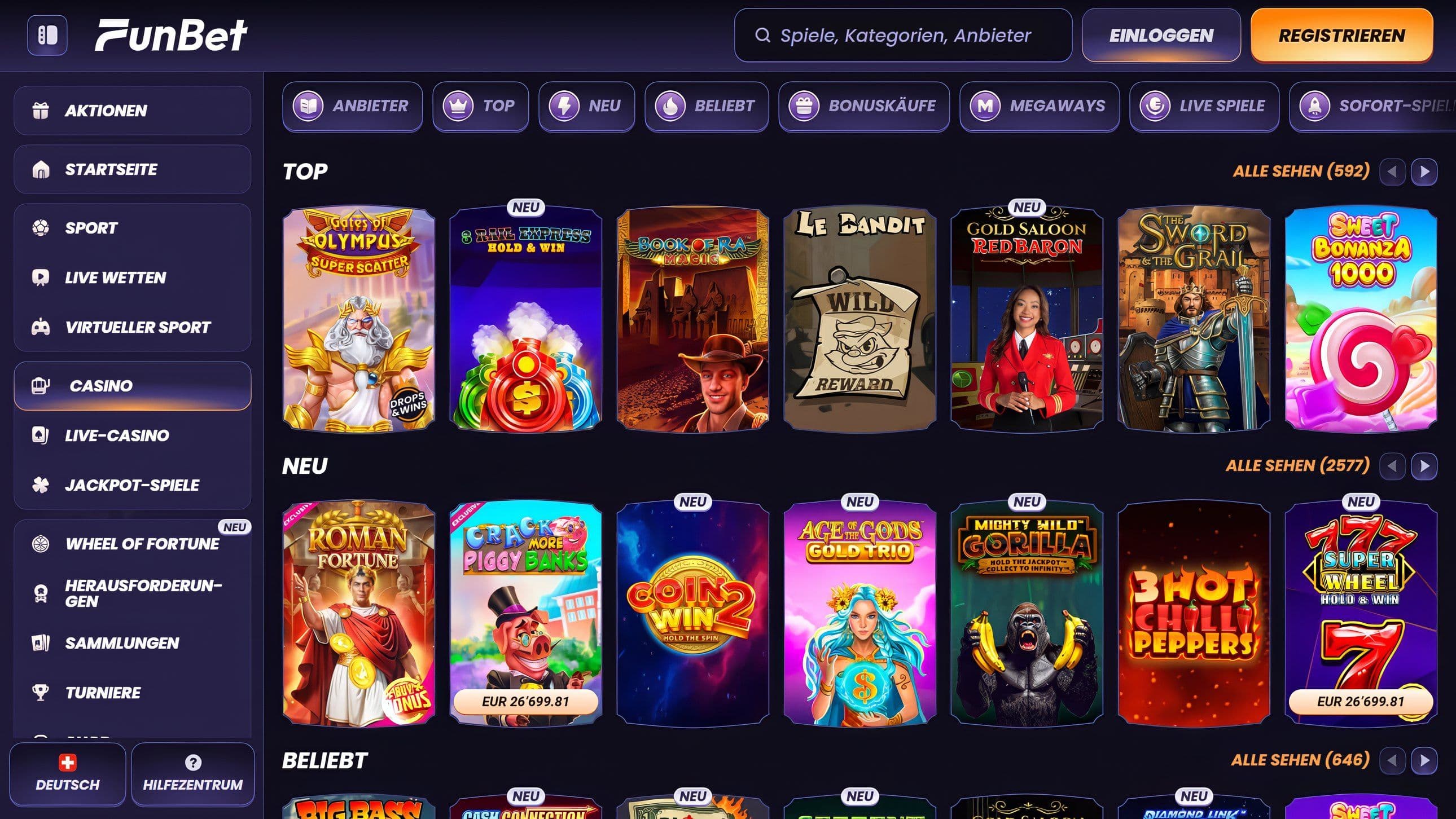 Funbet Casino Games Desktop
