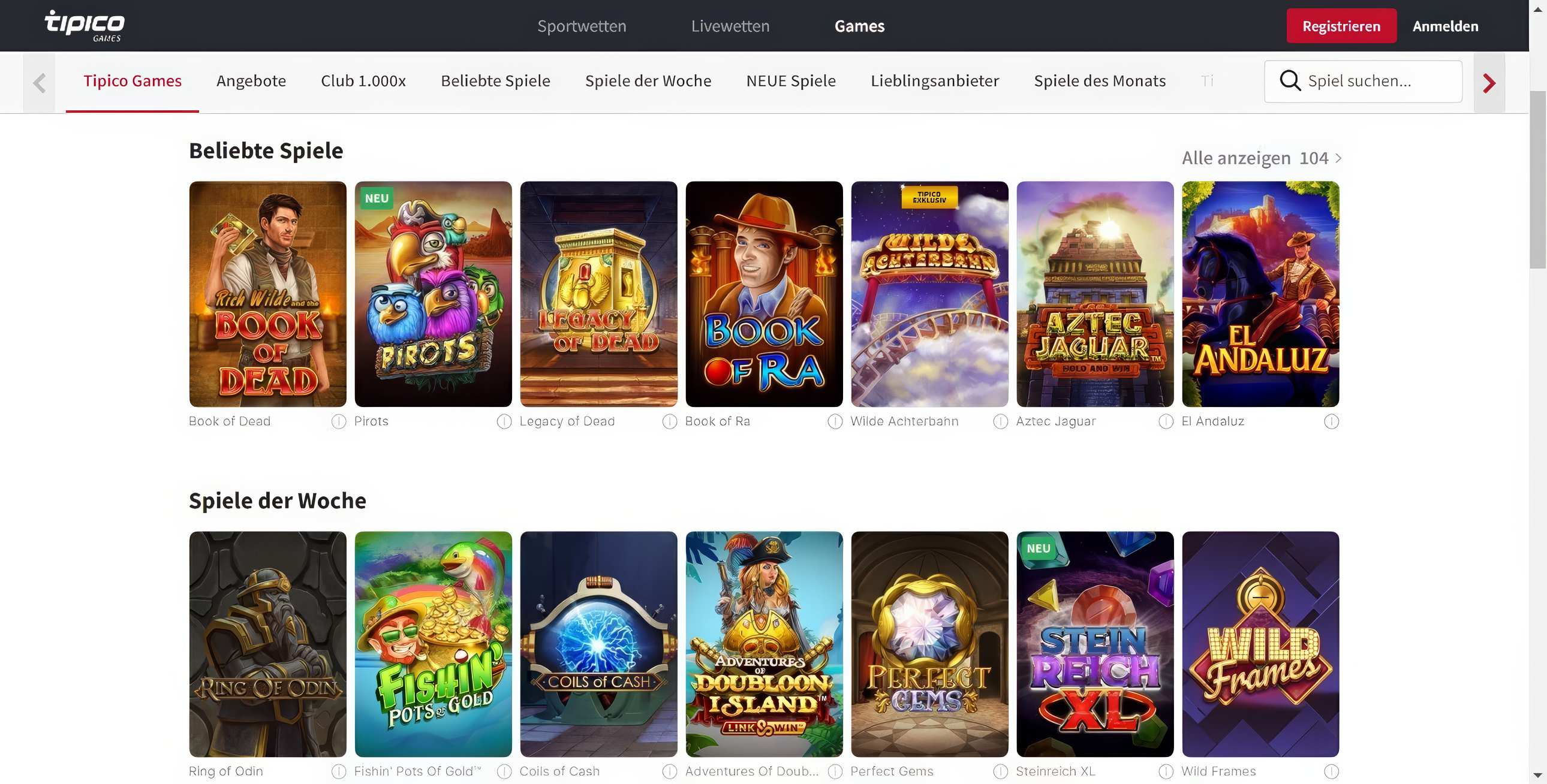 Tipico Games Slots Desktop