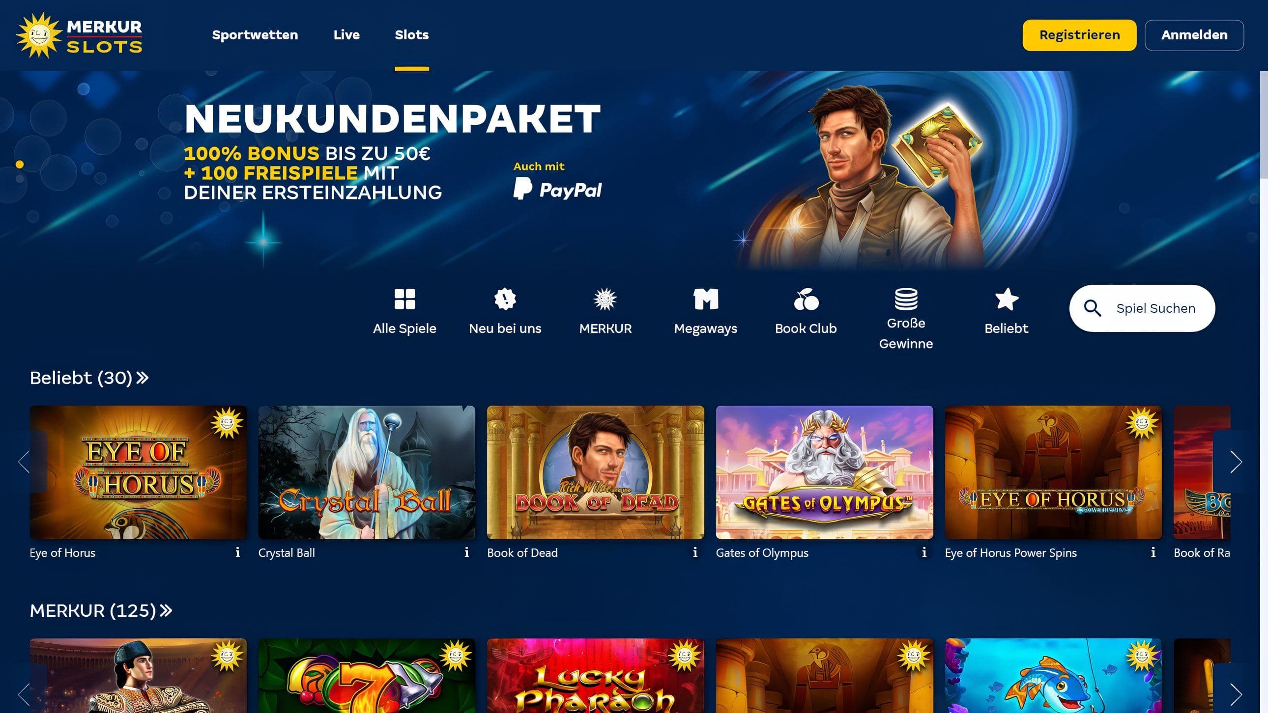 Merkur Slots Homepage Desktop