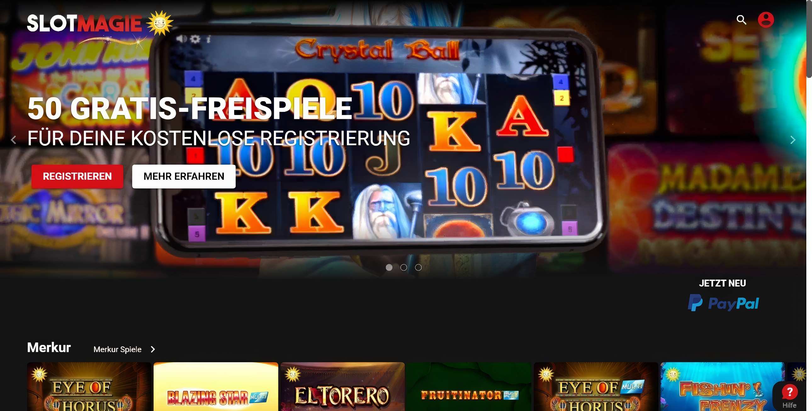 SlotMagie Homepage Desktop