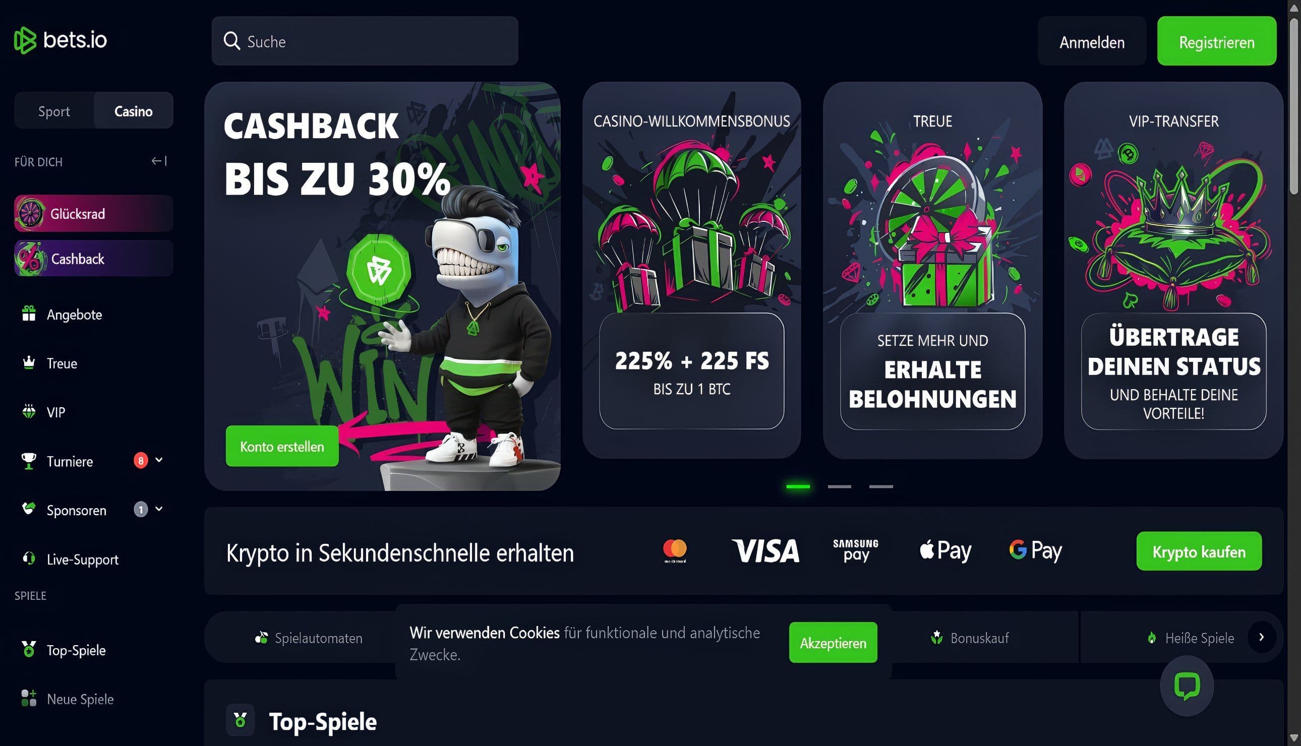 Bets.io home desktop