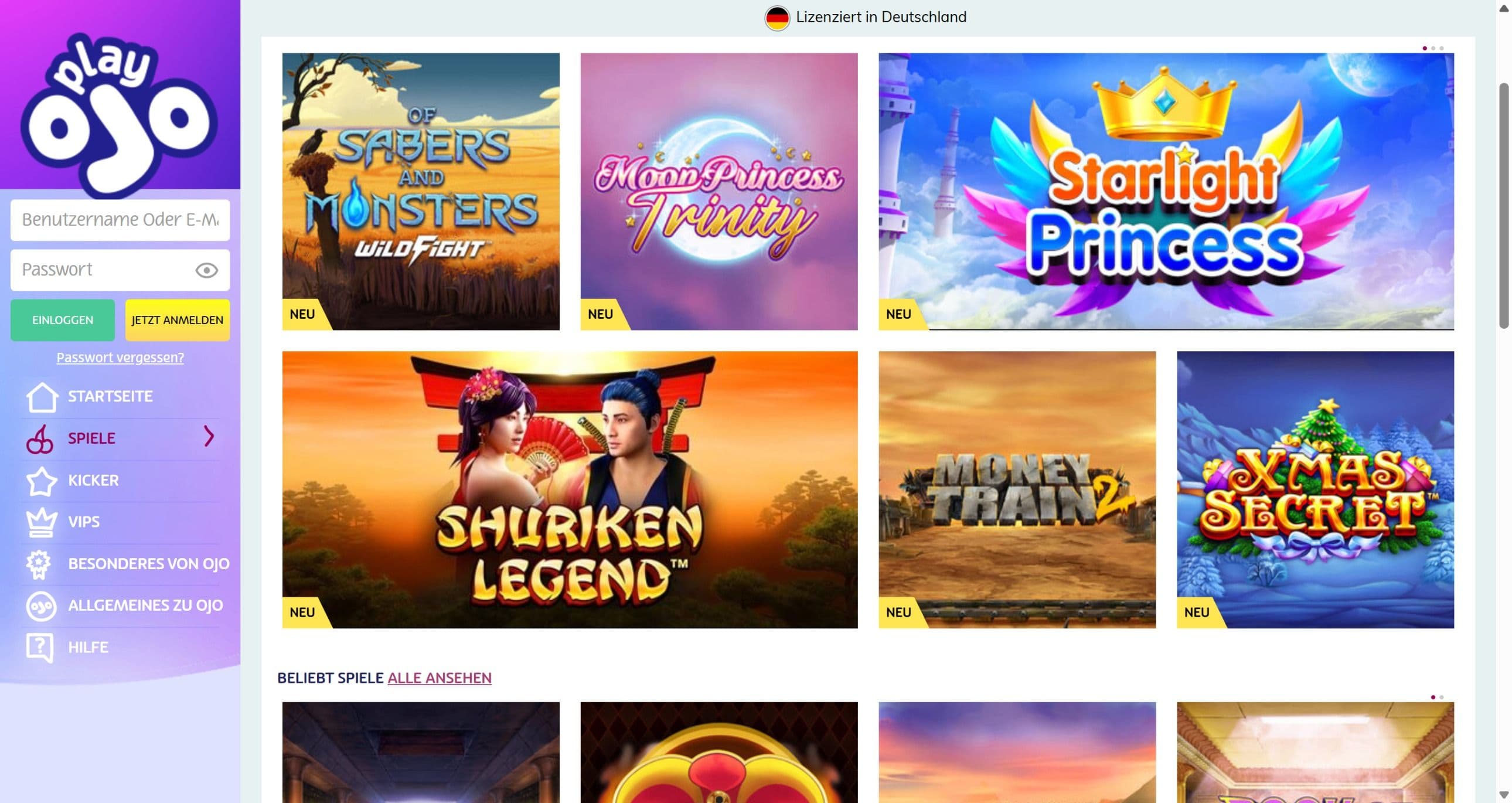 PlayOJO Slots Desktop