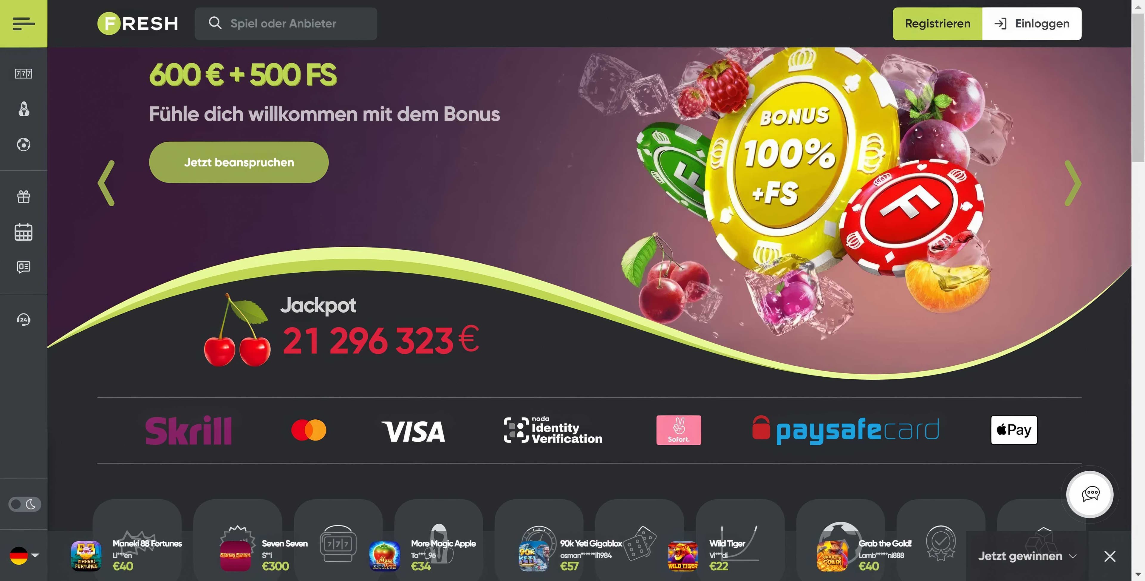 Fresh Casino desktop screenshot 1