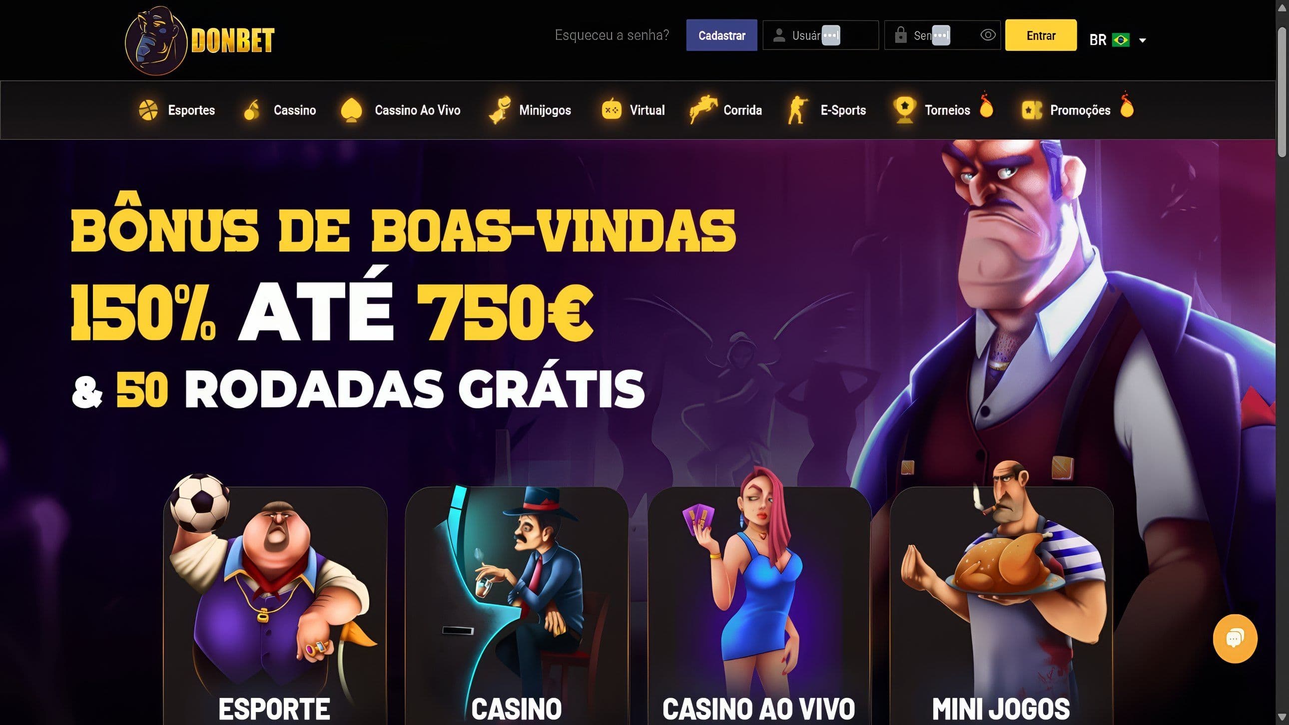 donbet homepage desktop