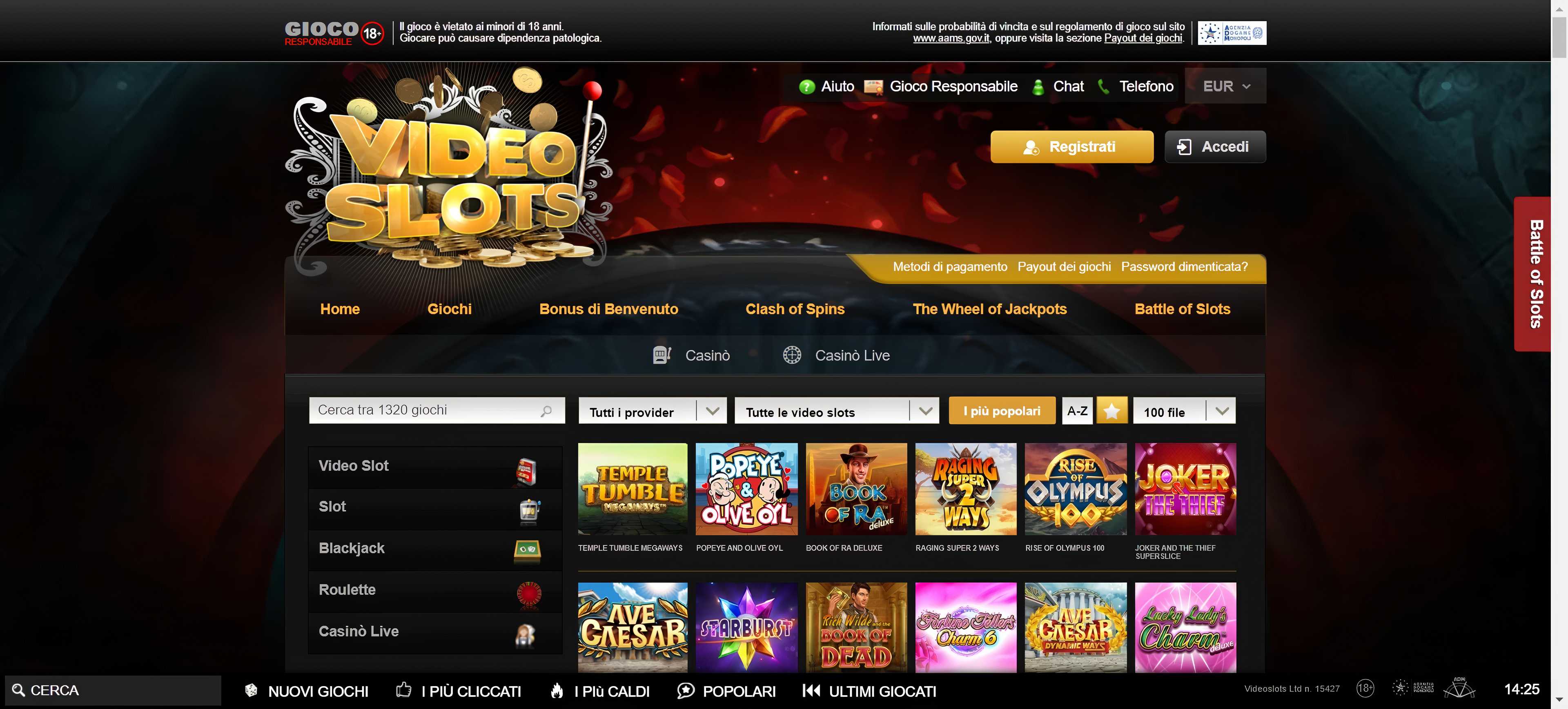 Videoslots Casino Home