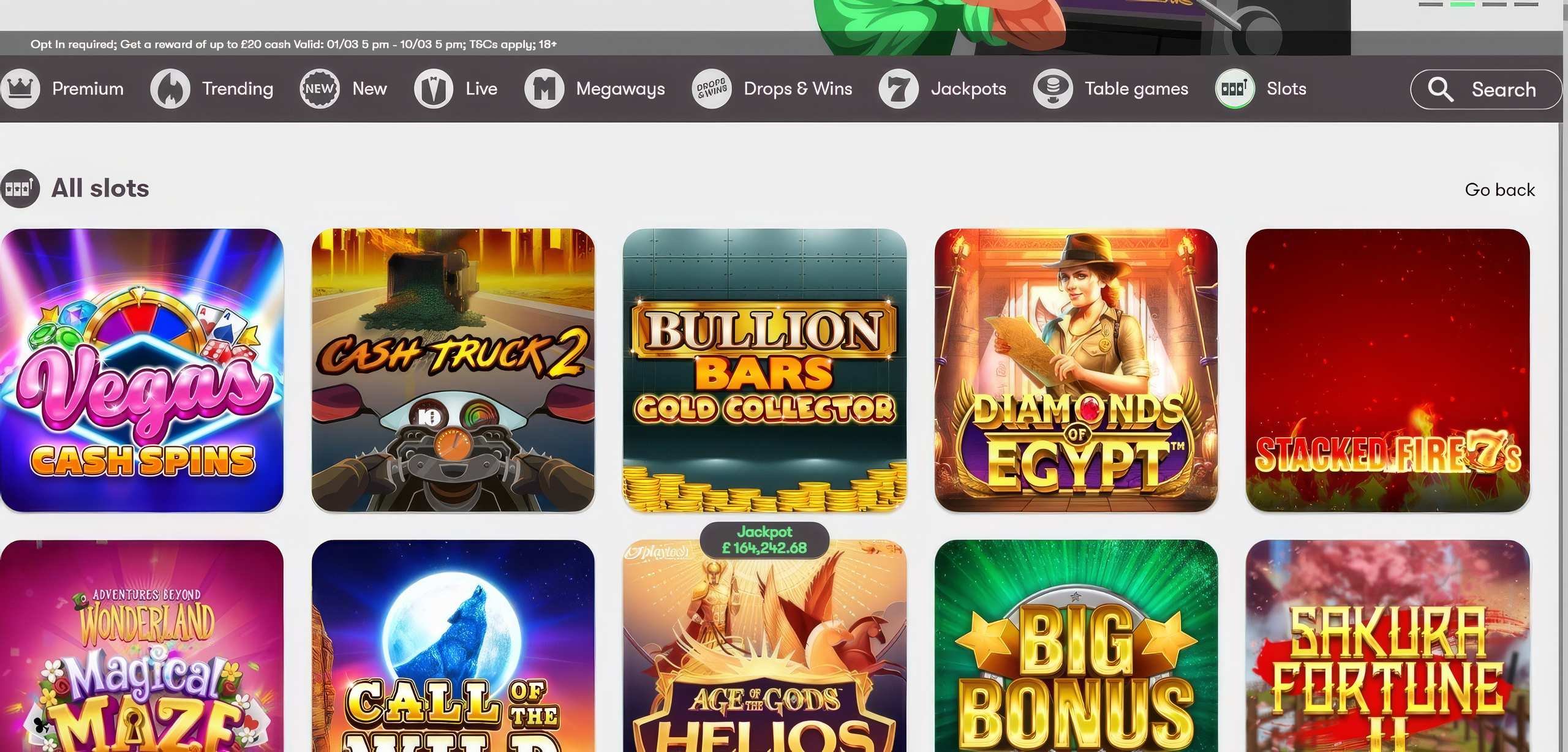 10Bet Slots Desktop