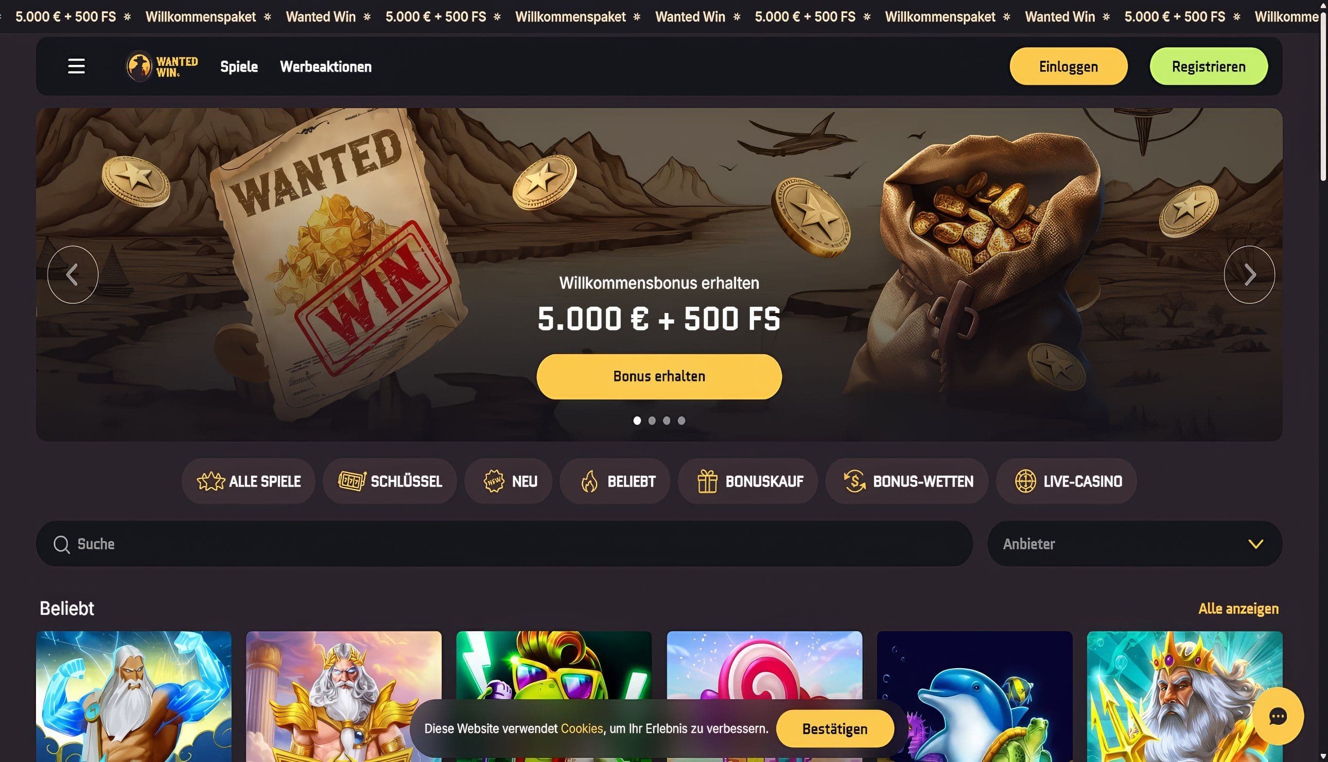 Wanted Win Home Desktop