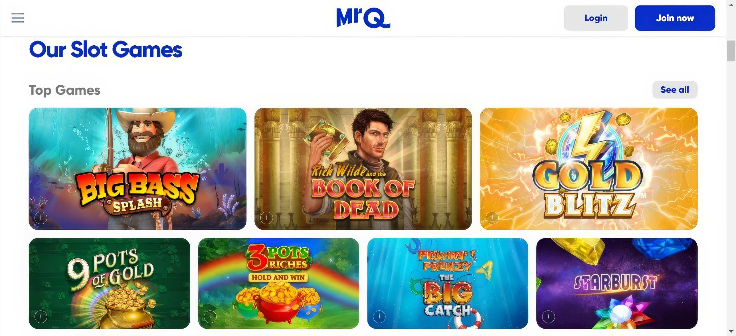 MrQ Casino desktop screenshot 2