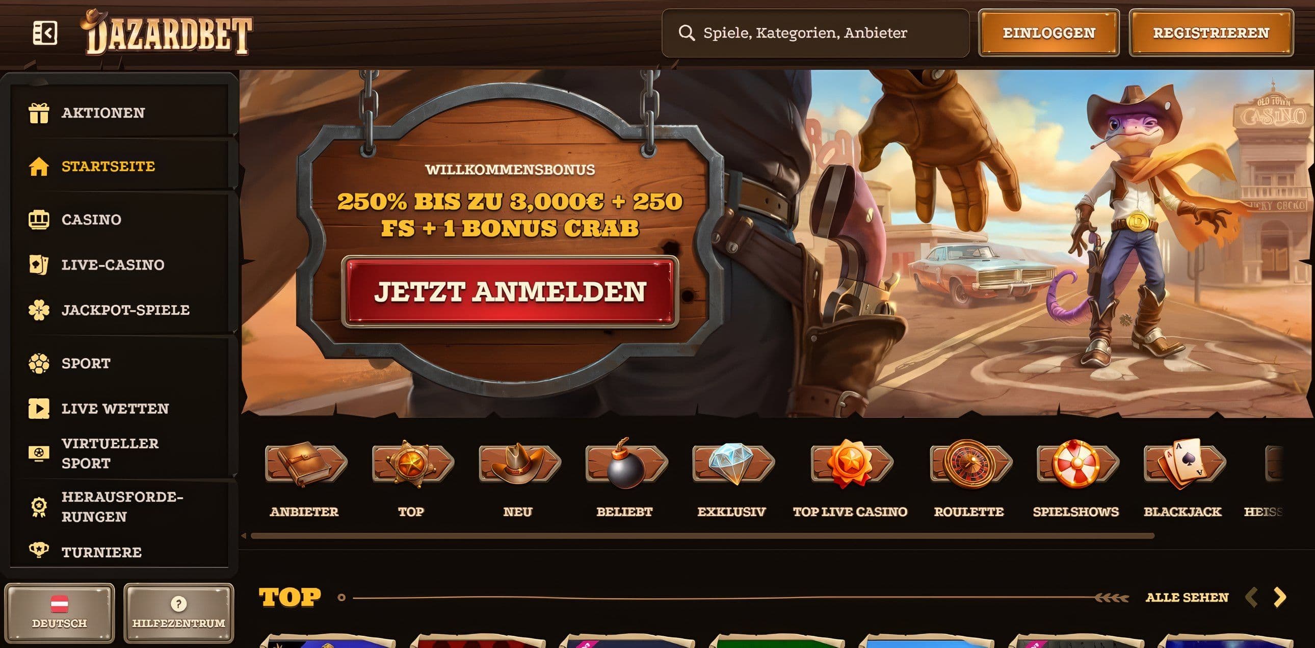 DazardBet desktop screenshot 1