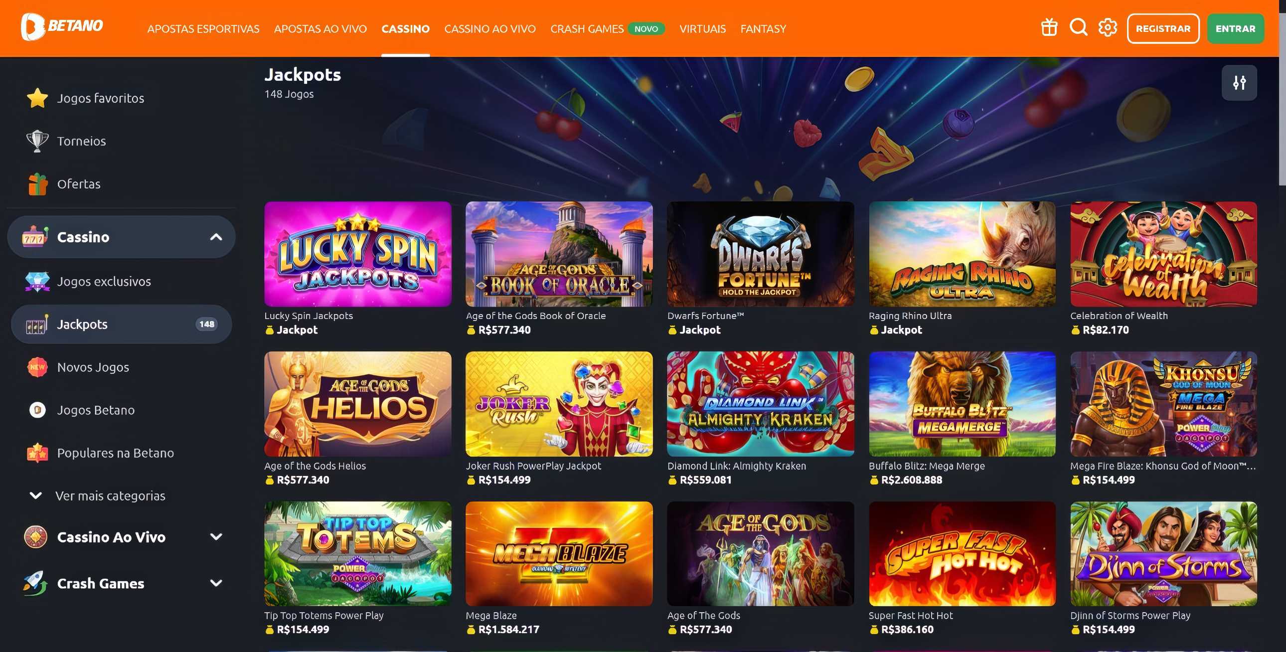 Betano desktop slots