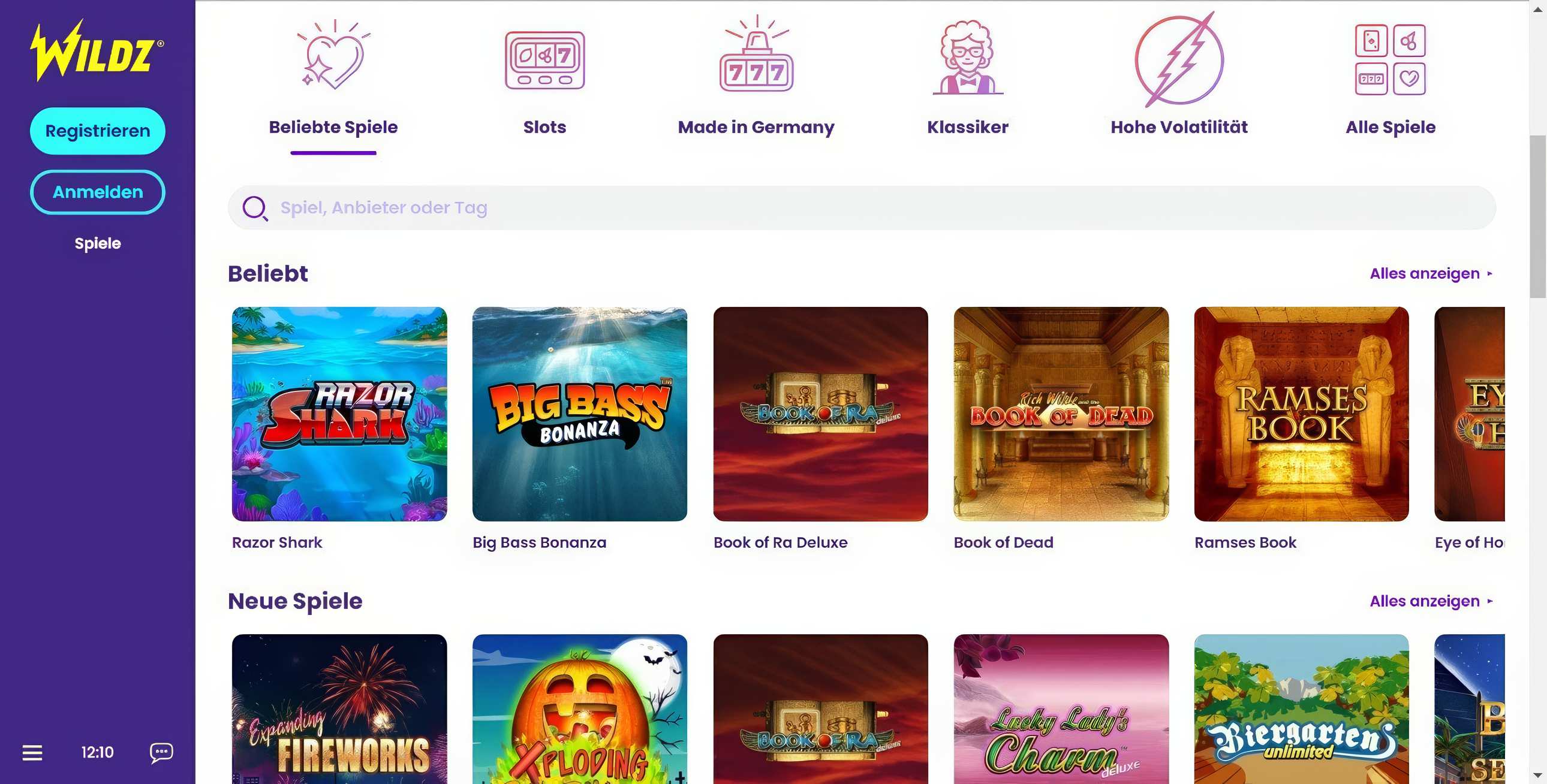 Wildz Slots Desktop