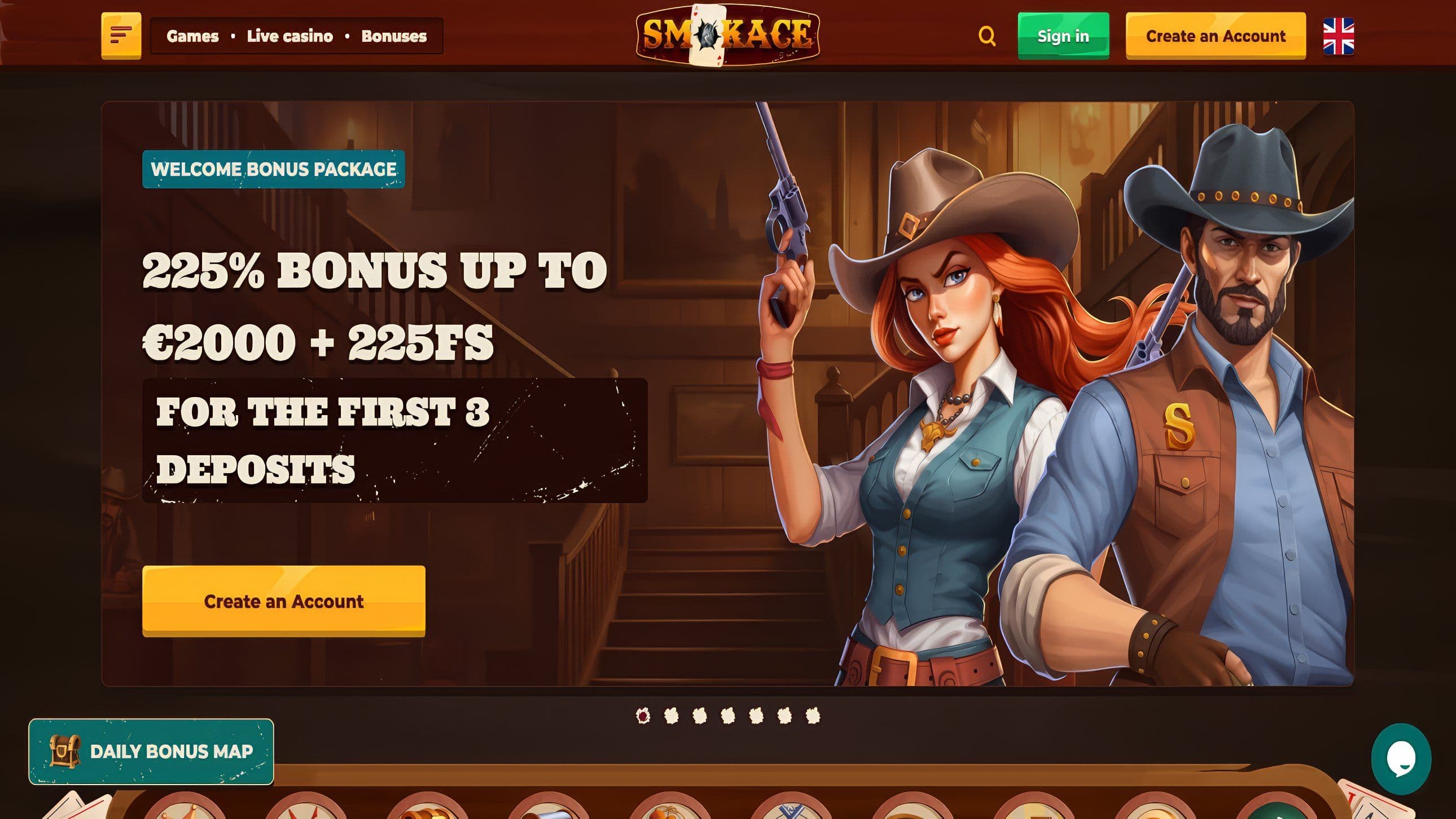 SmokAce Casino Desktop Home