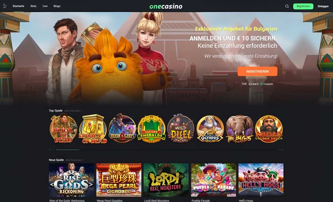 One Casino Homepage Desktop