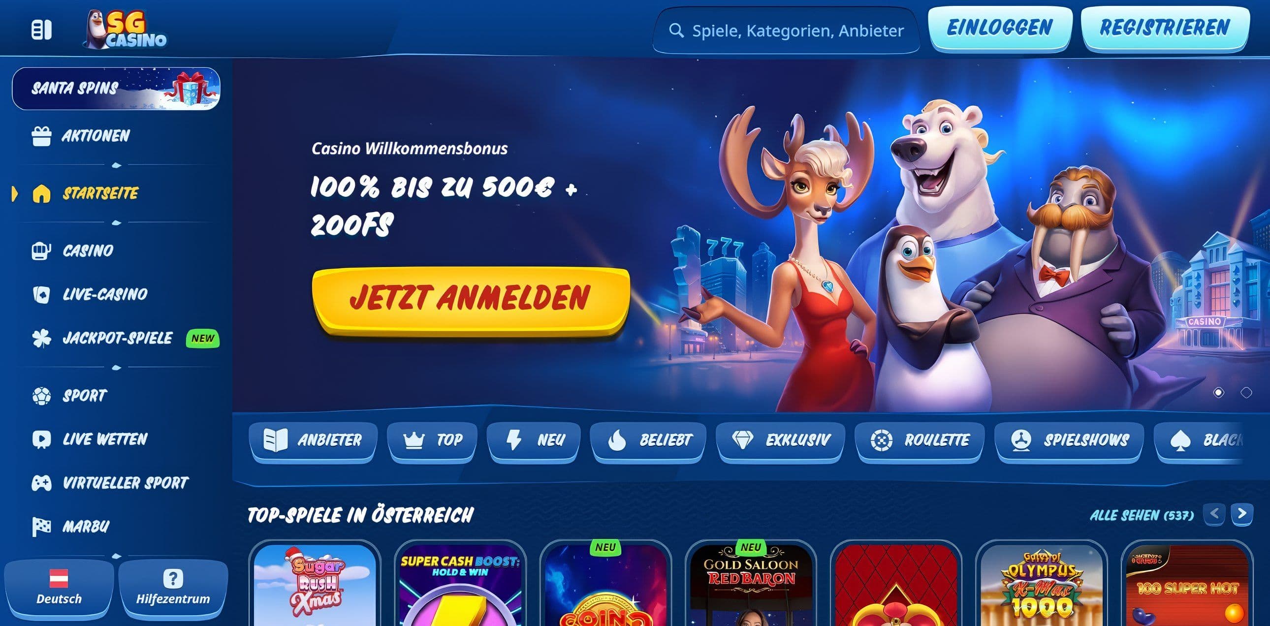 SG Casino desktop screenshot 1