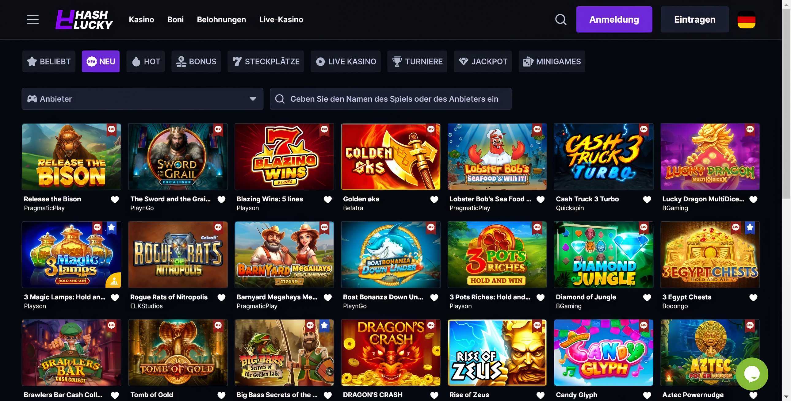 Hashlucky Casino desktop screenshot 2