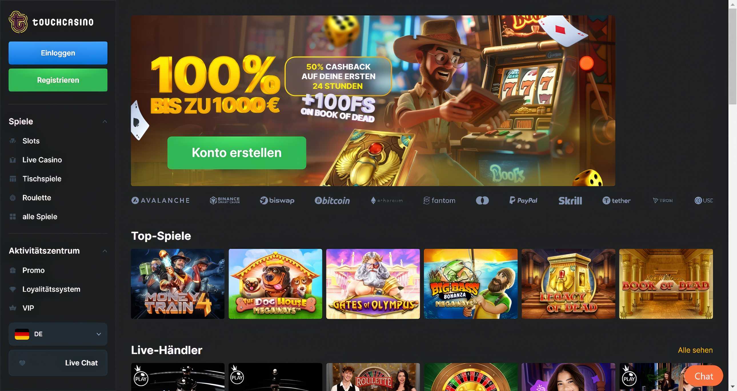 Touch Casino desktop screenshot 1