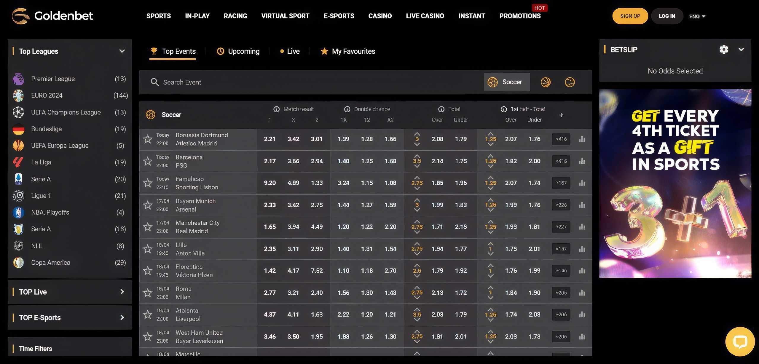 goldenbet casino desktop home