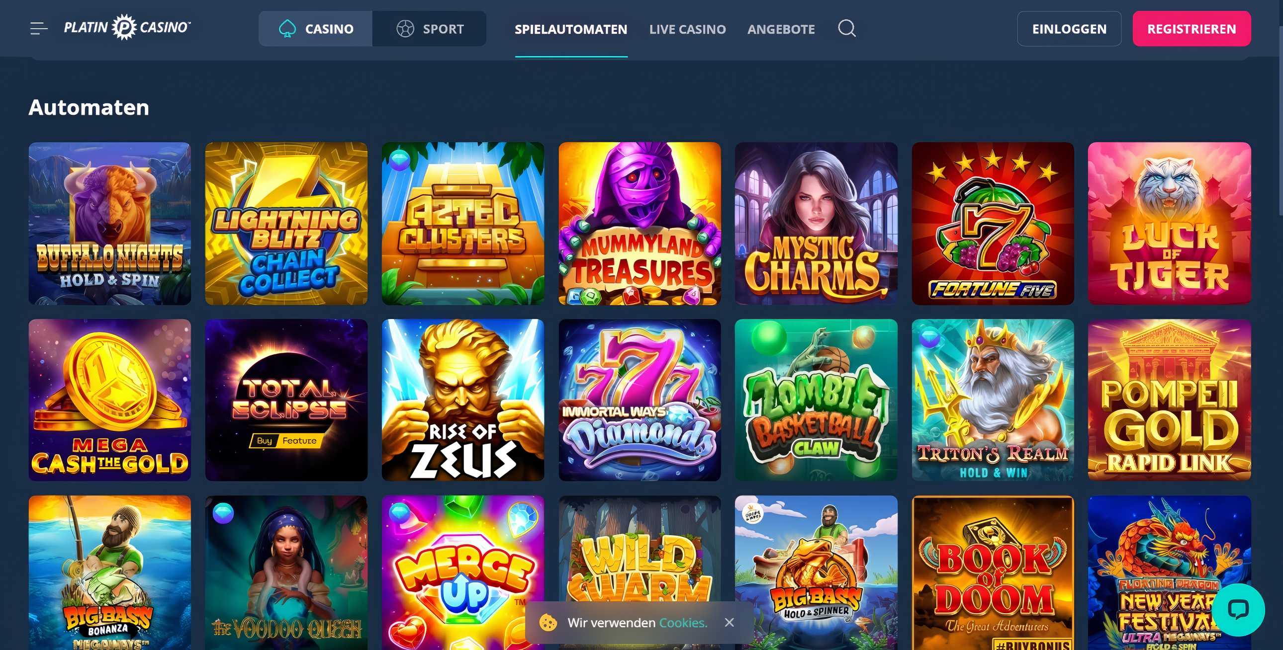 Platin Casino Slots Desktop