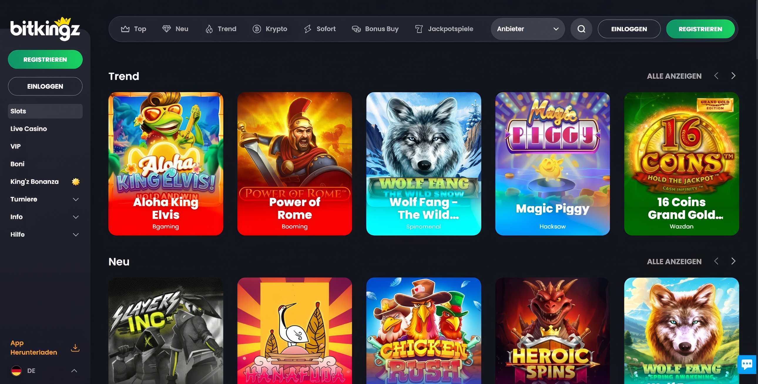BitKingz Slots Übersicht