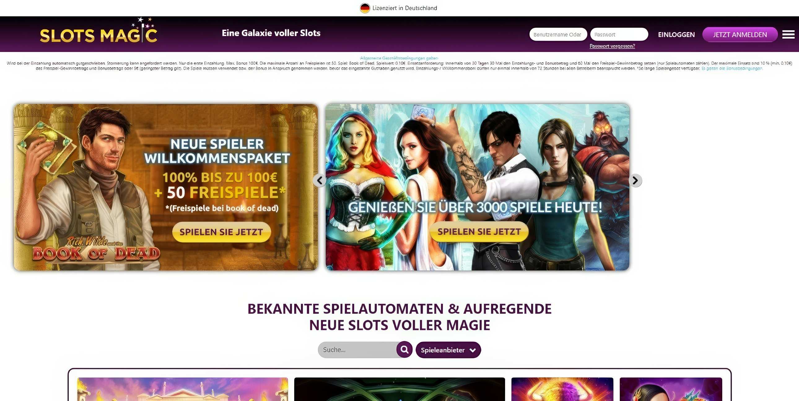 SlotsMagic Homepage Desktop