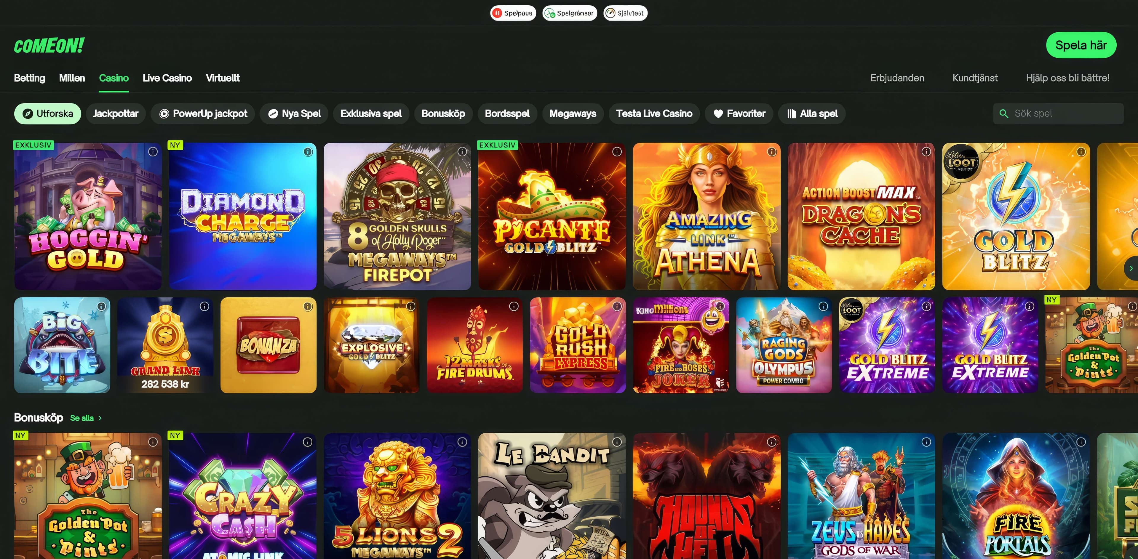 comeon casino slots