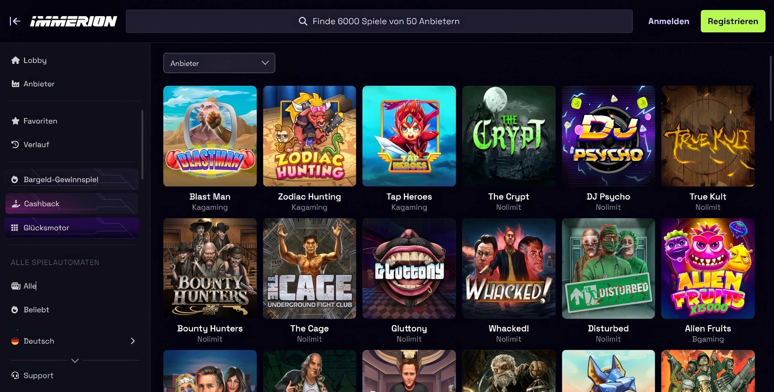 Immerion Casino Slots Desktop