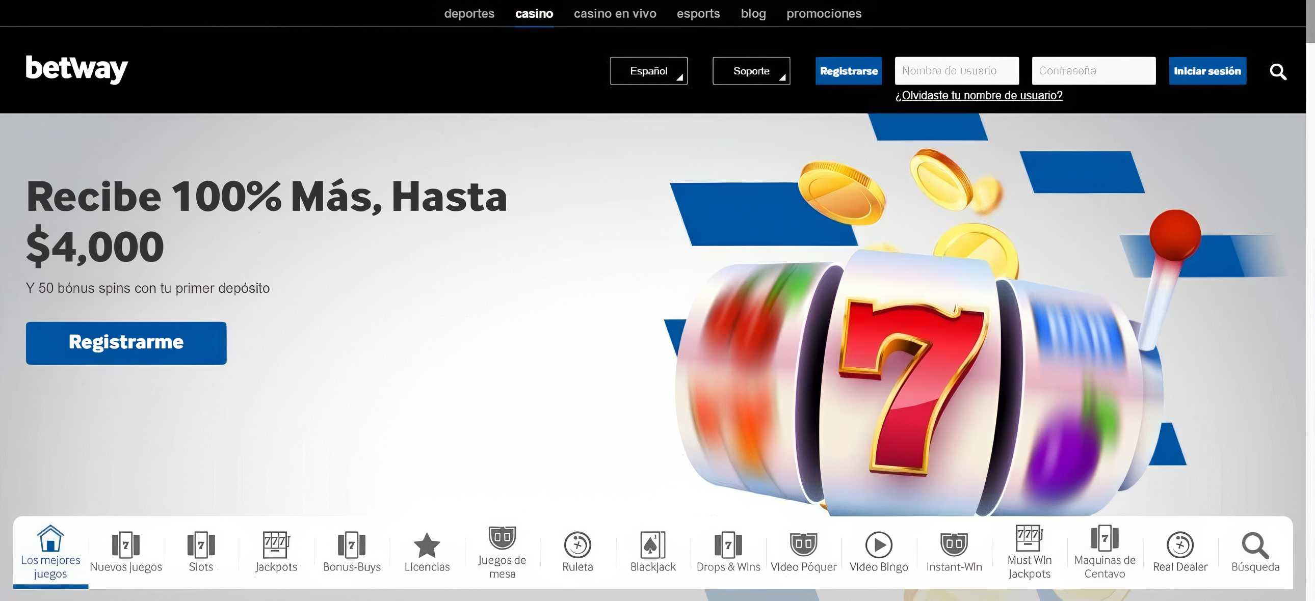 Bono de bienvenida de Betway Casino