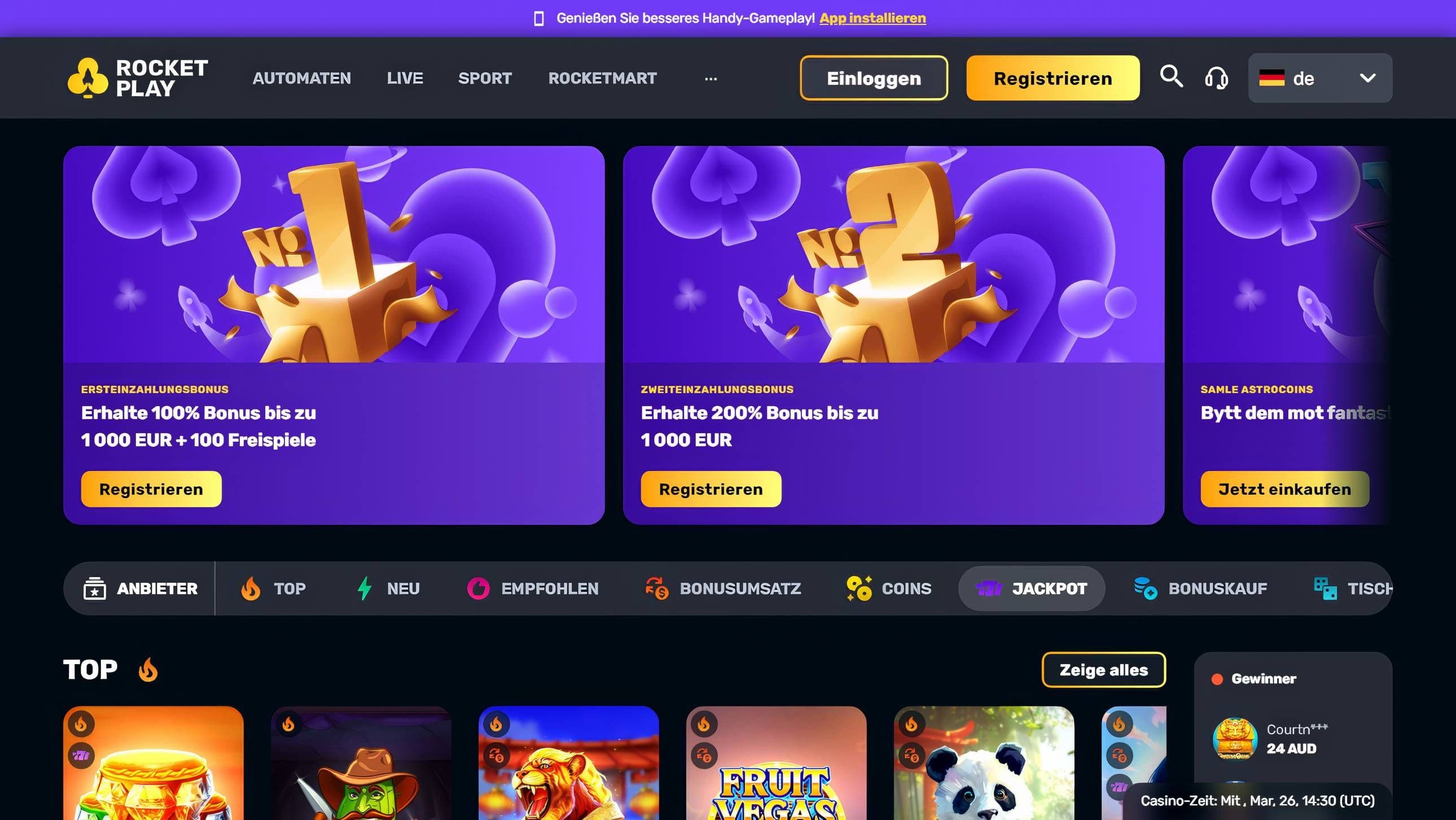 RocketPlay Slots Desktop