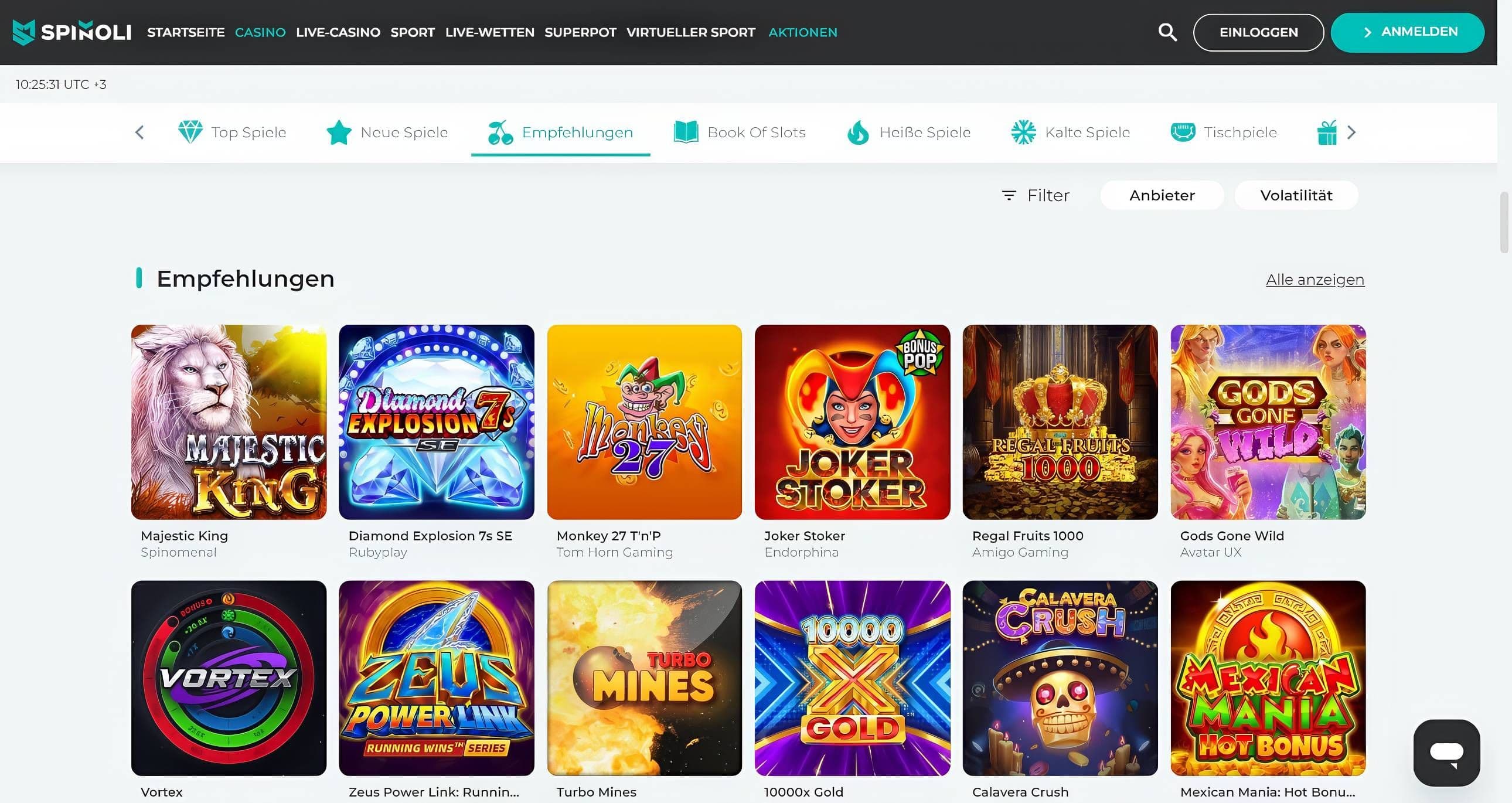 Spinoli Casino Slots Desktop