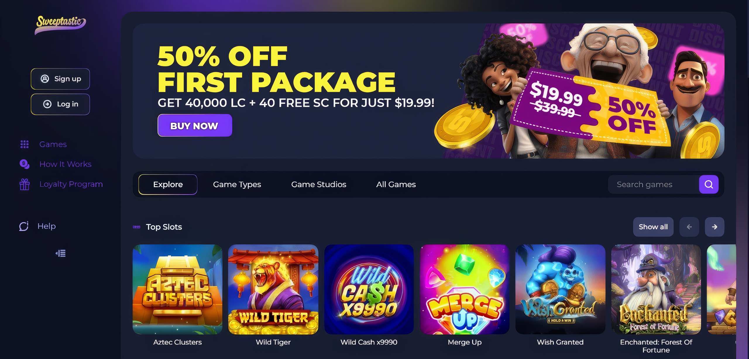 Sweeptastic Casino Home