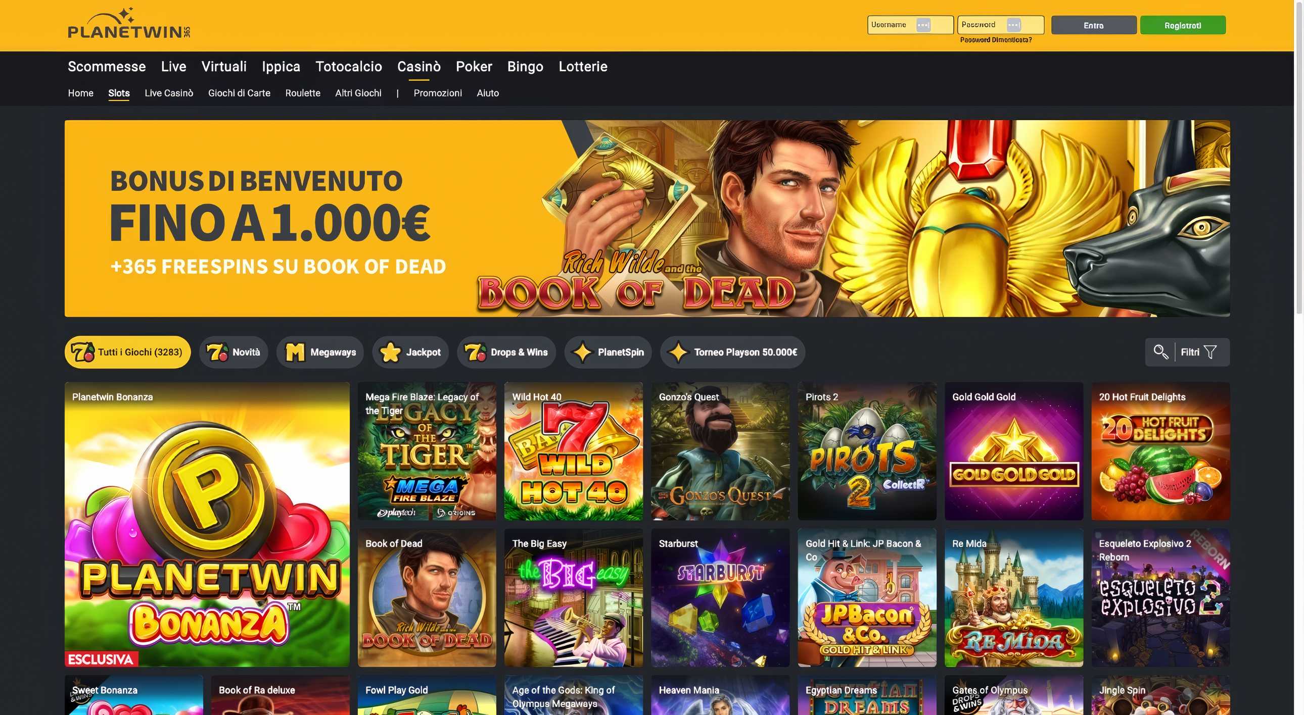 Planetwin365 desktop screenshot 2