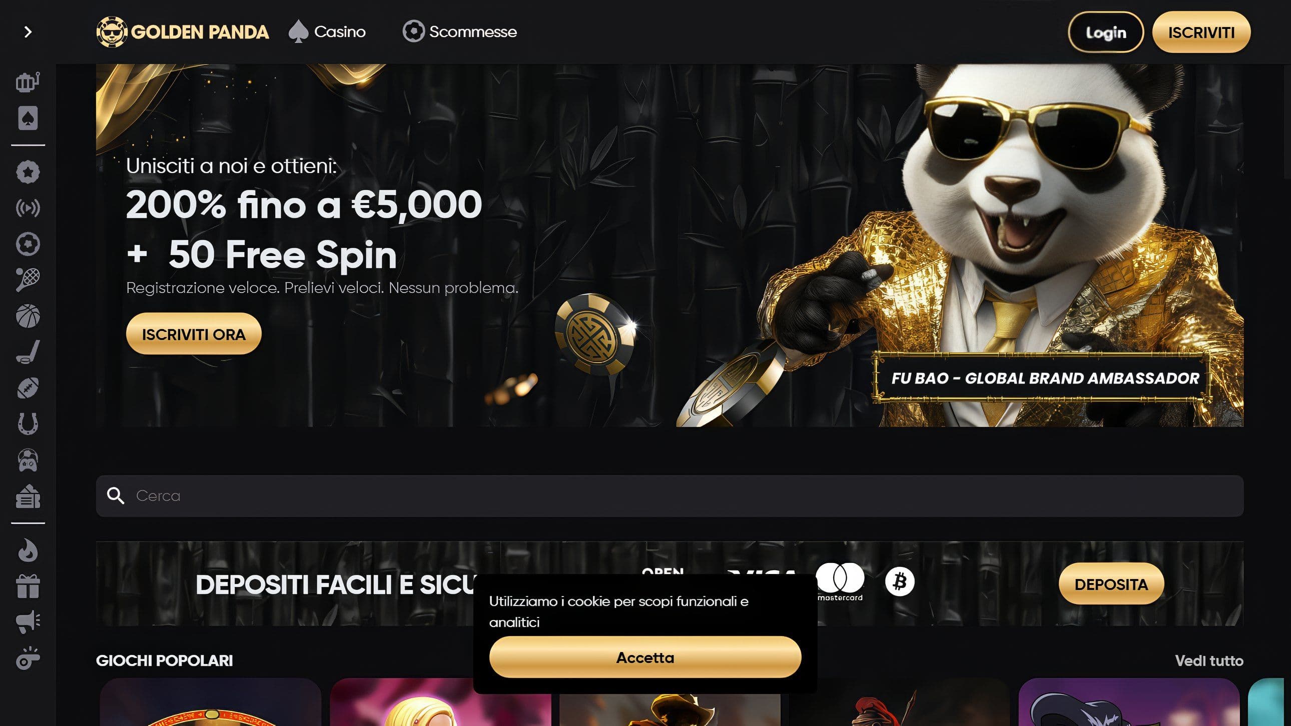 Golden Panda Casino Homepage Desktop