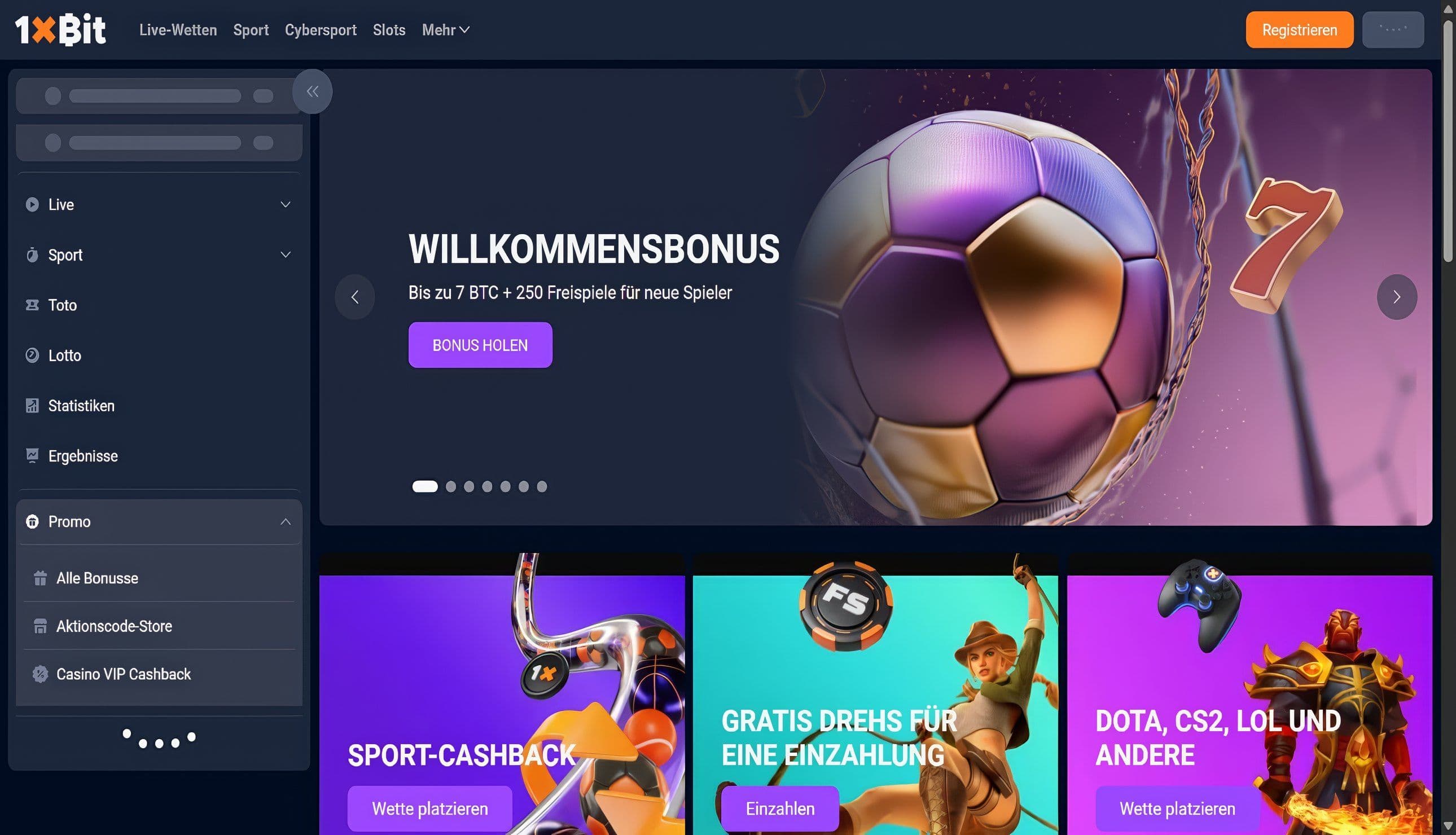 1xBit Casino Home Desktop