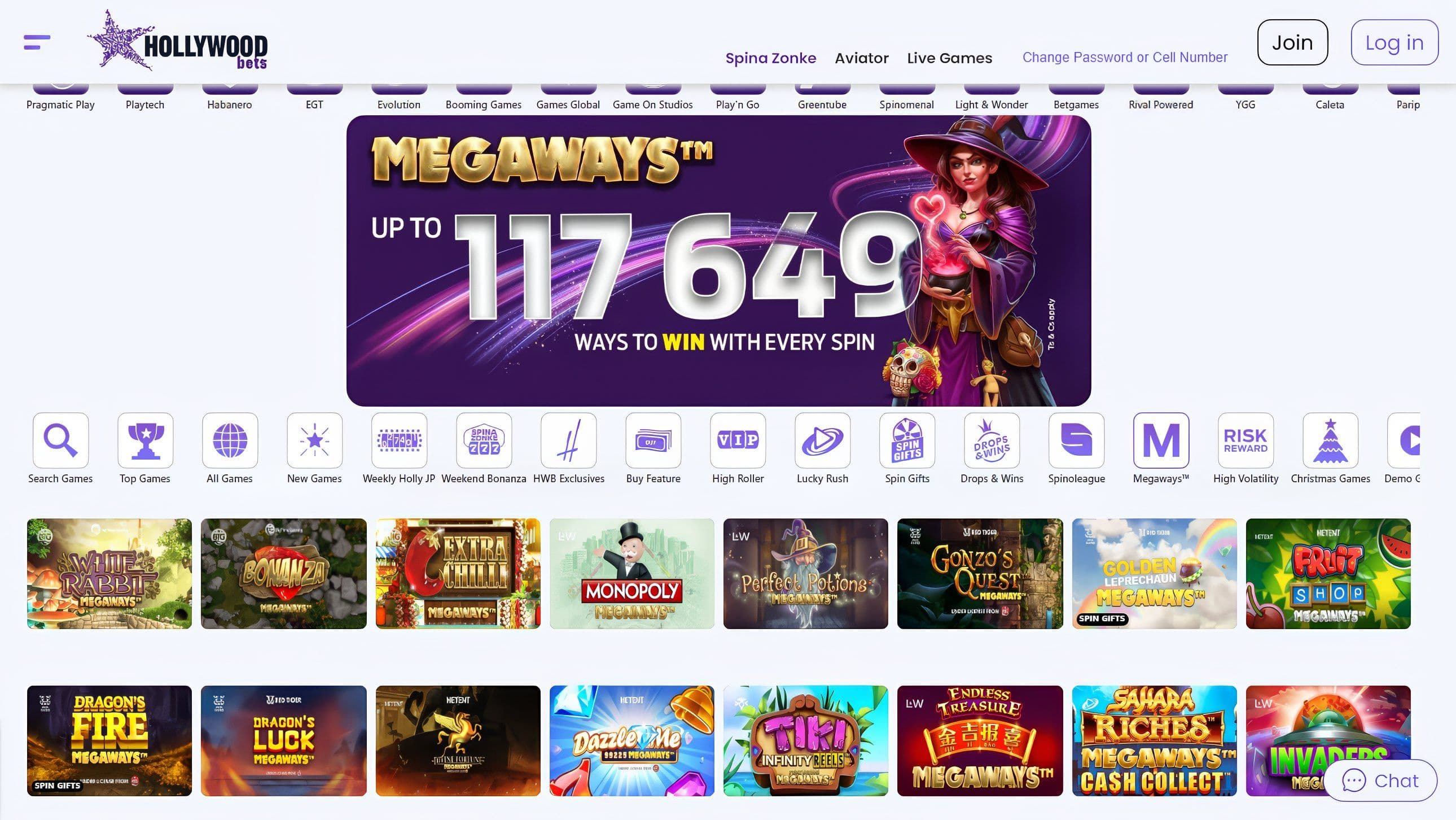 Hollywoodbets online casino with Mega Mays up to 117,649 ways to win, slot games, and promotions.