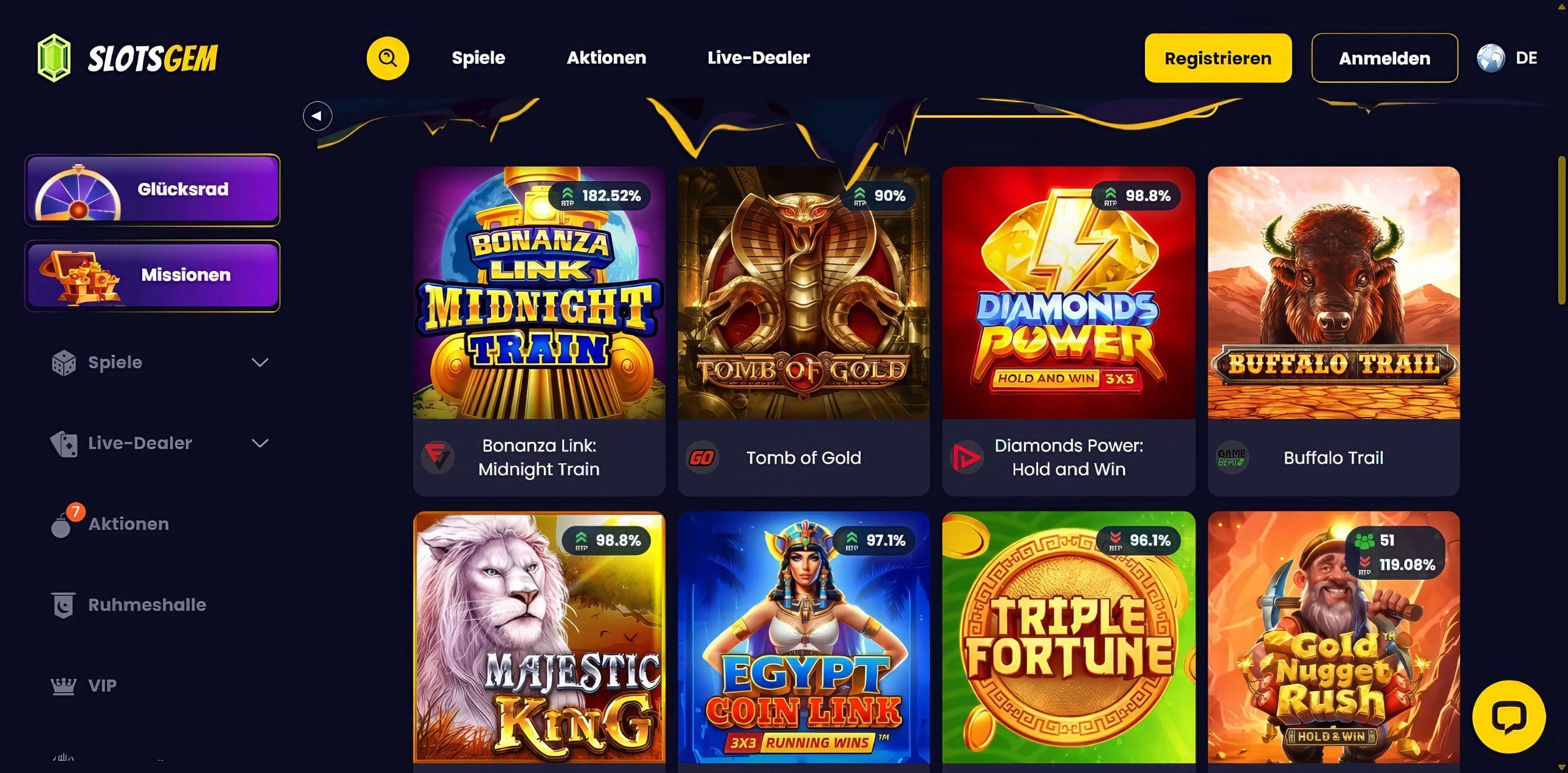 SlotsGem Casino desktop screenshot 2
