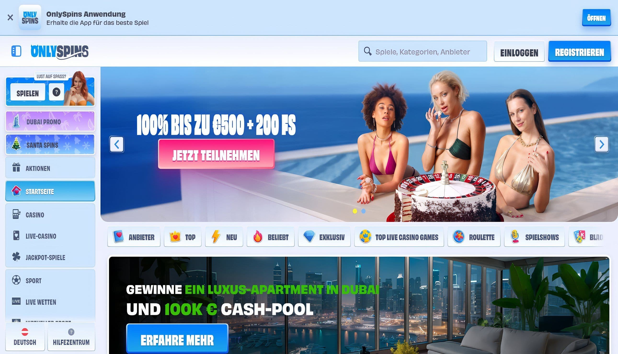 OnlySpins home desktop