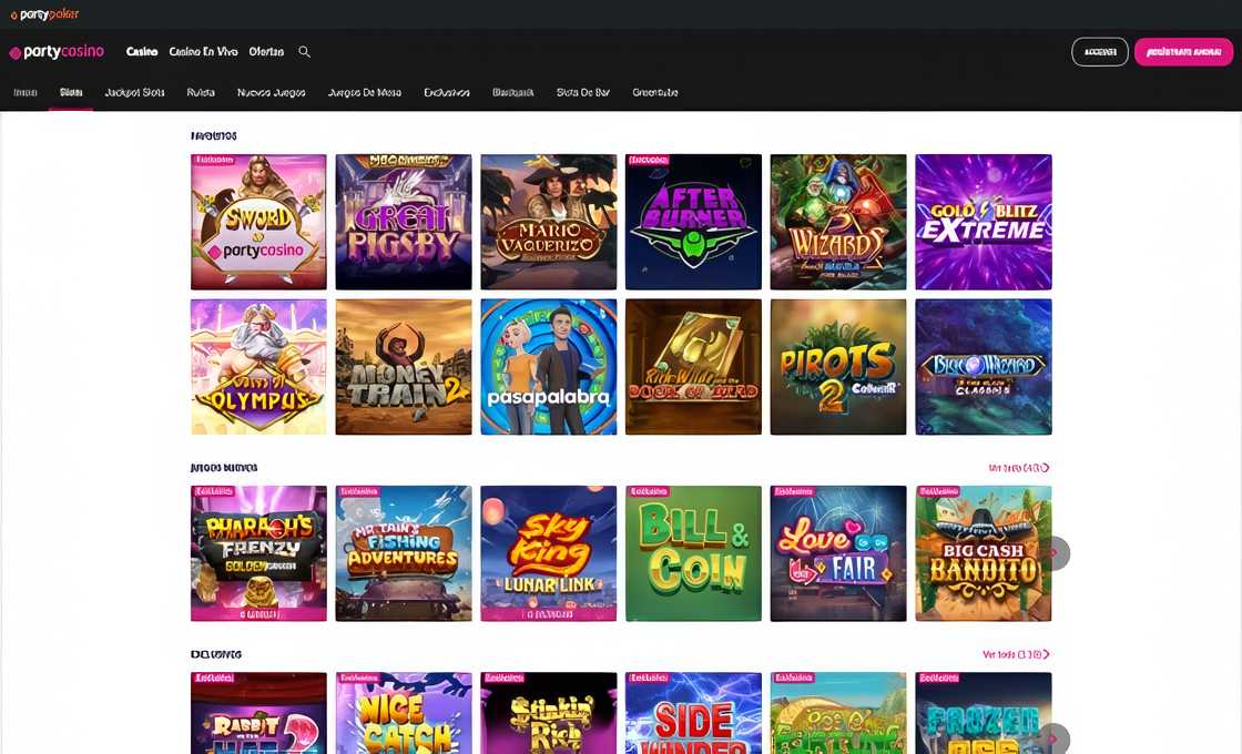 Página de juegos de casino de PartyCasino