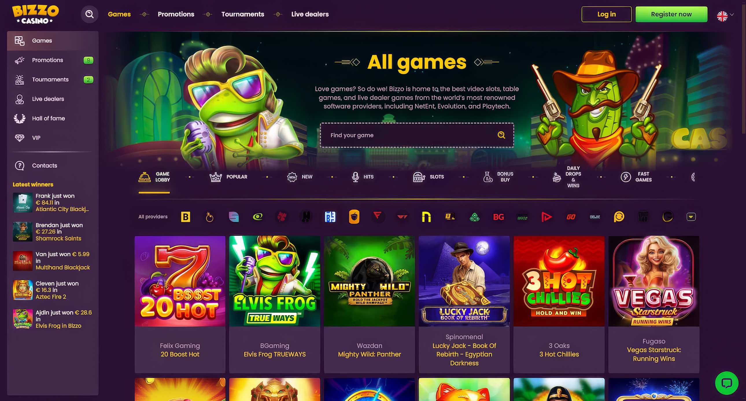Bizzo Casino's slots.