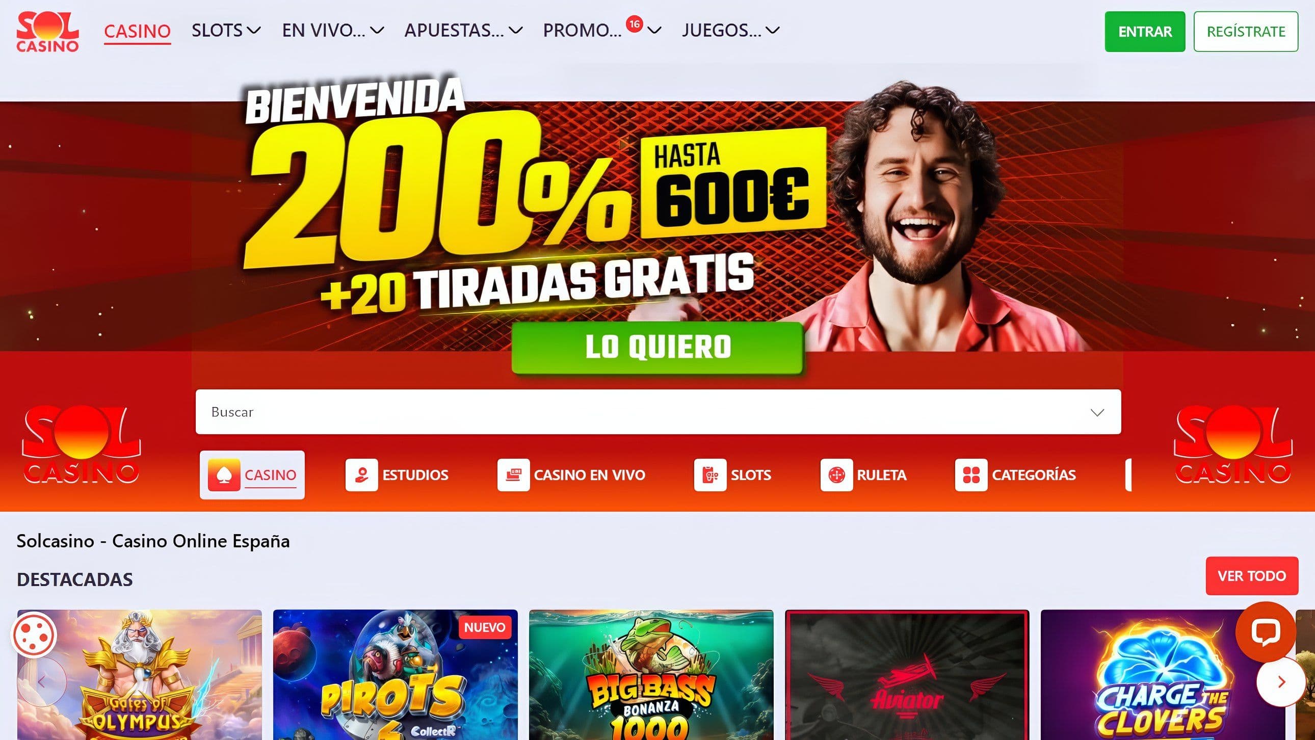 Página de inicio de SolCasino.es