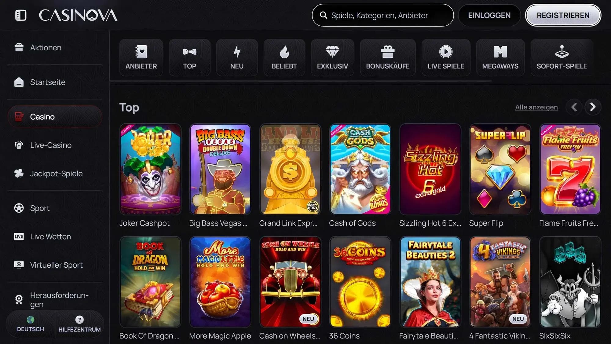 Casinova Desktop Slots