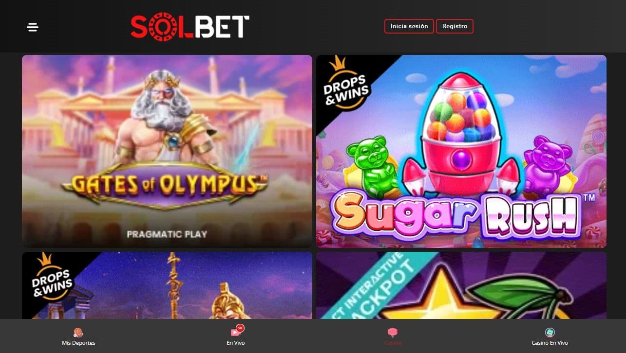 Lobby de slots de Solbet