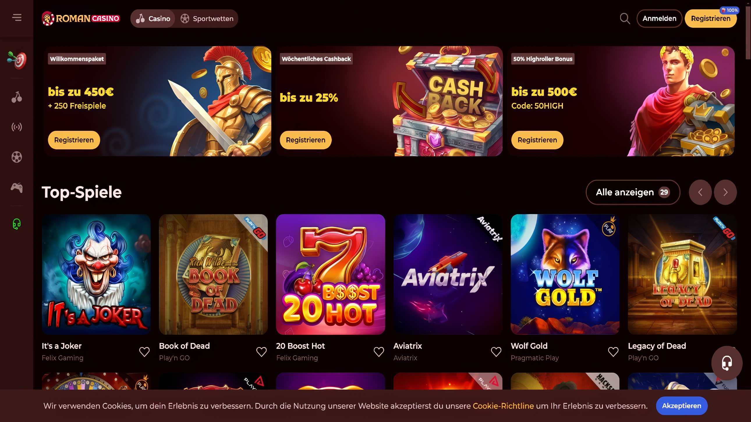 Roman Casino desktop screenshot 1
