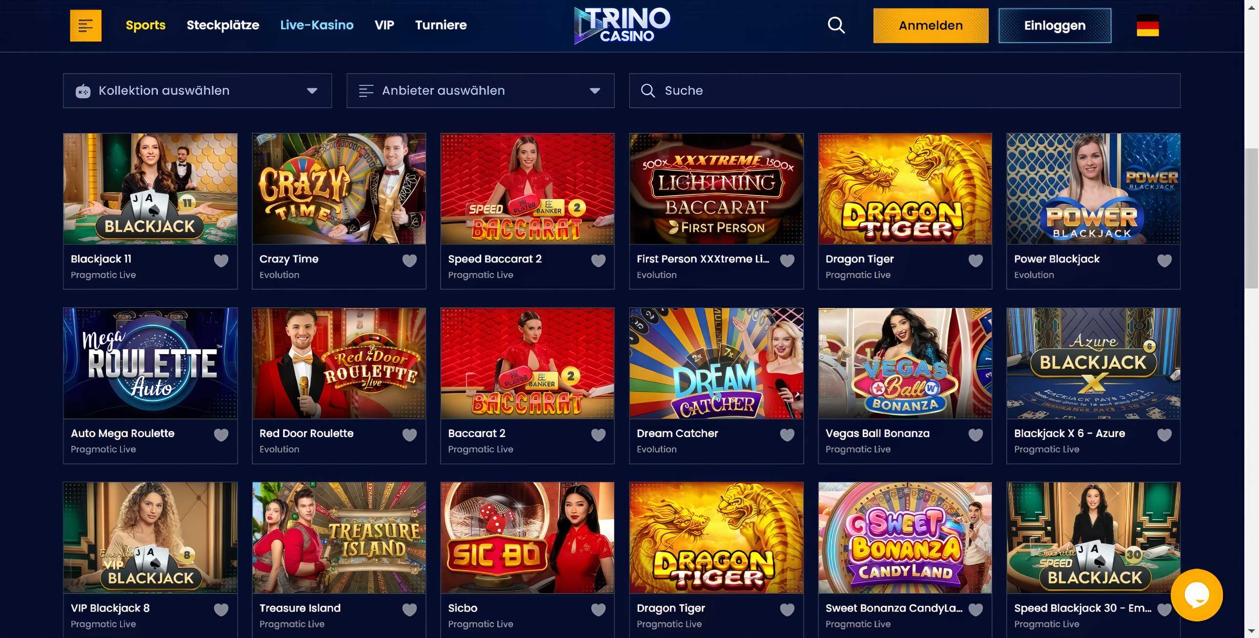 Trino Casino desktop screenshot 2