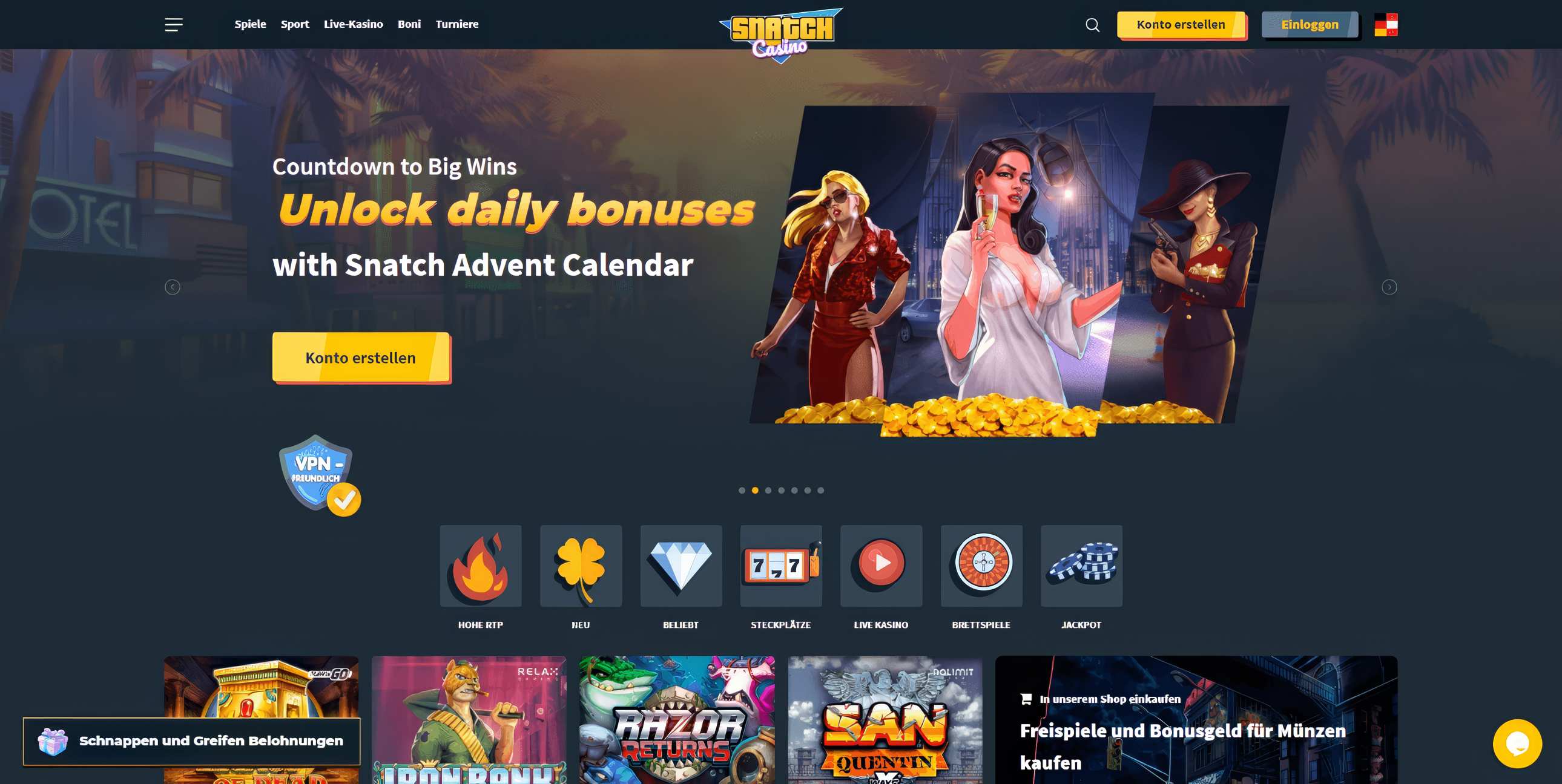 Snatch Casino desktop screenshot 1