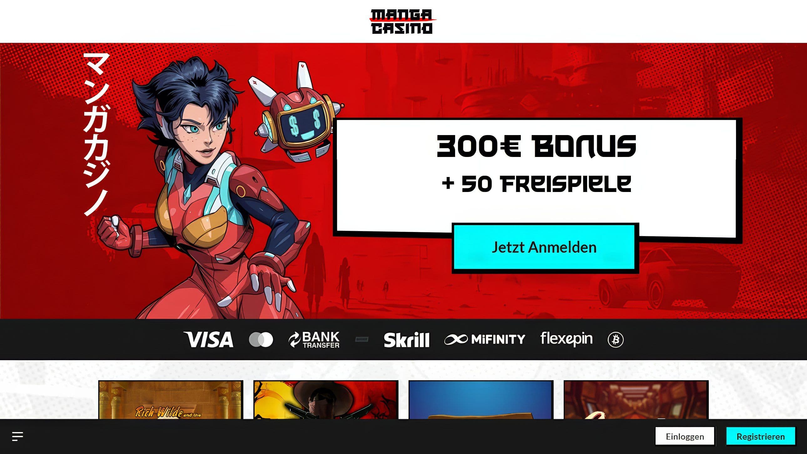 Manga Casino Homepage Desktop