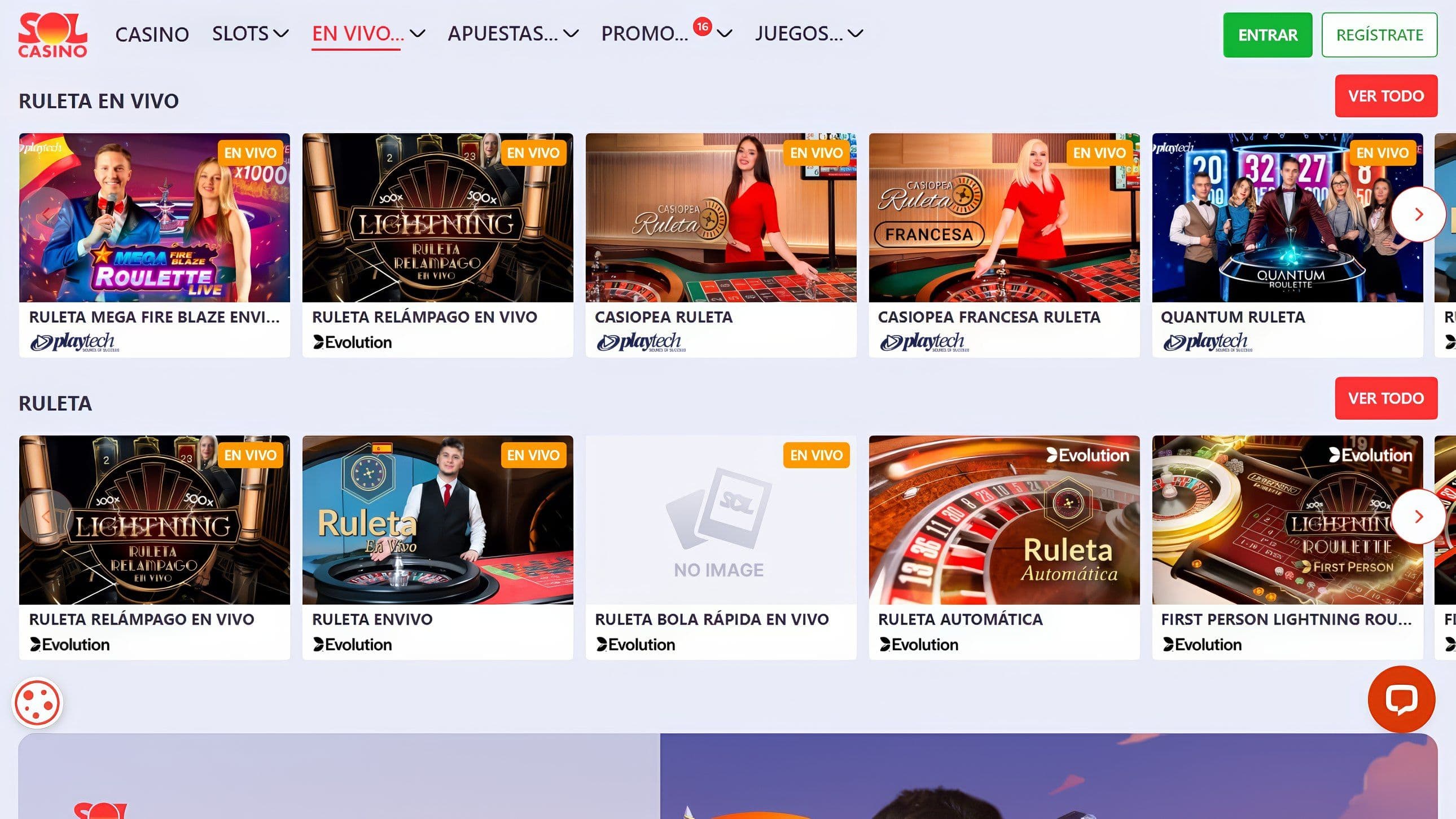 Casino en vivo de SolCasino.