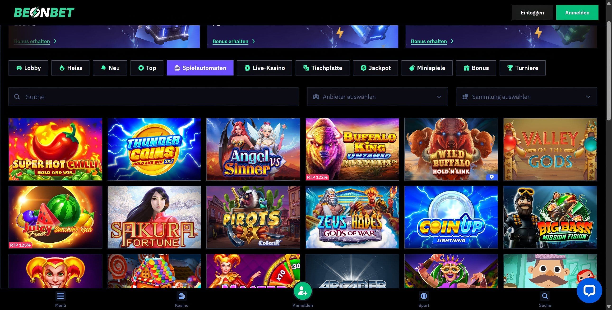 BeonBet Casino desktop screenshot 2
