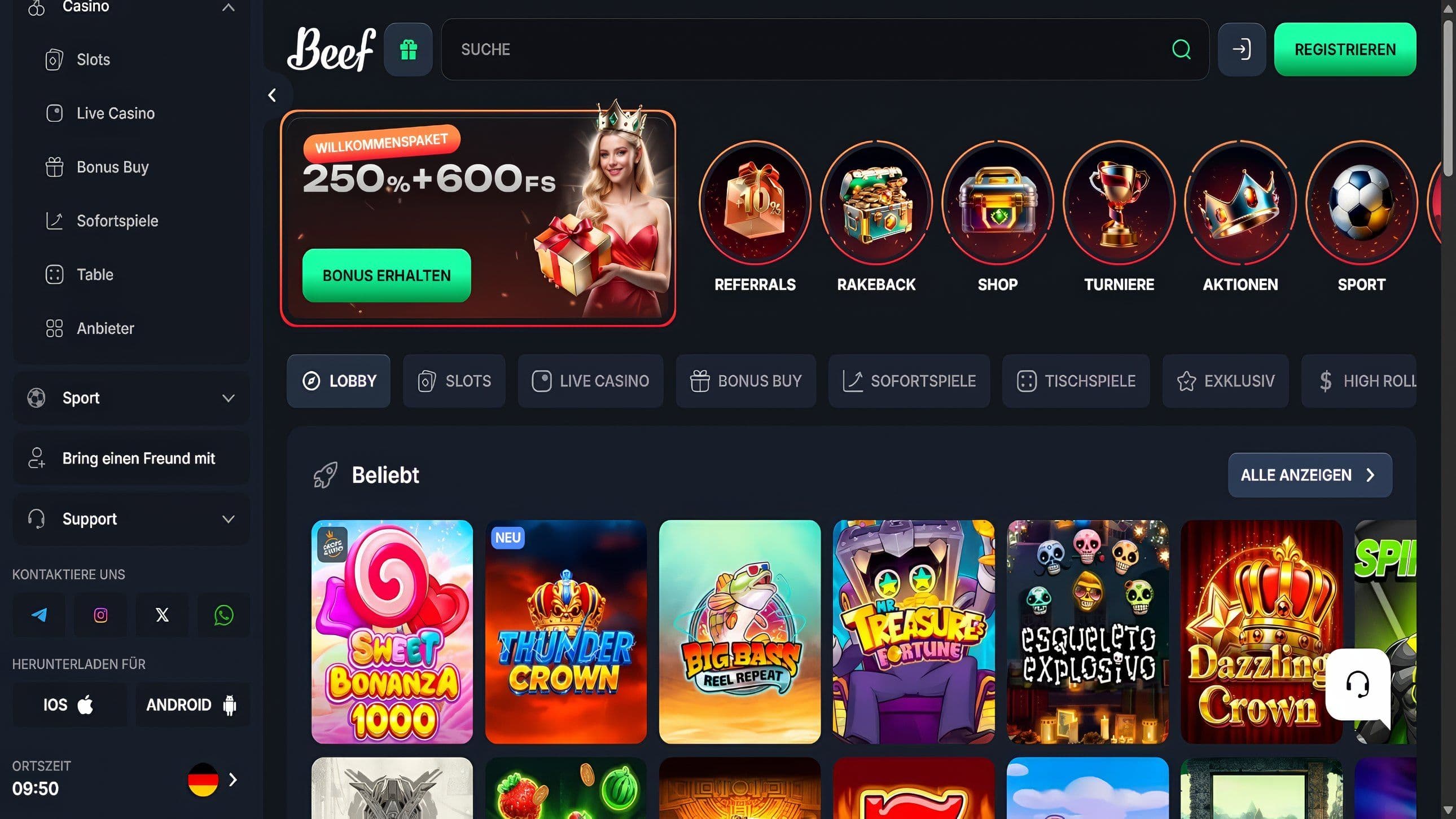 Beef Casino Home Desktop