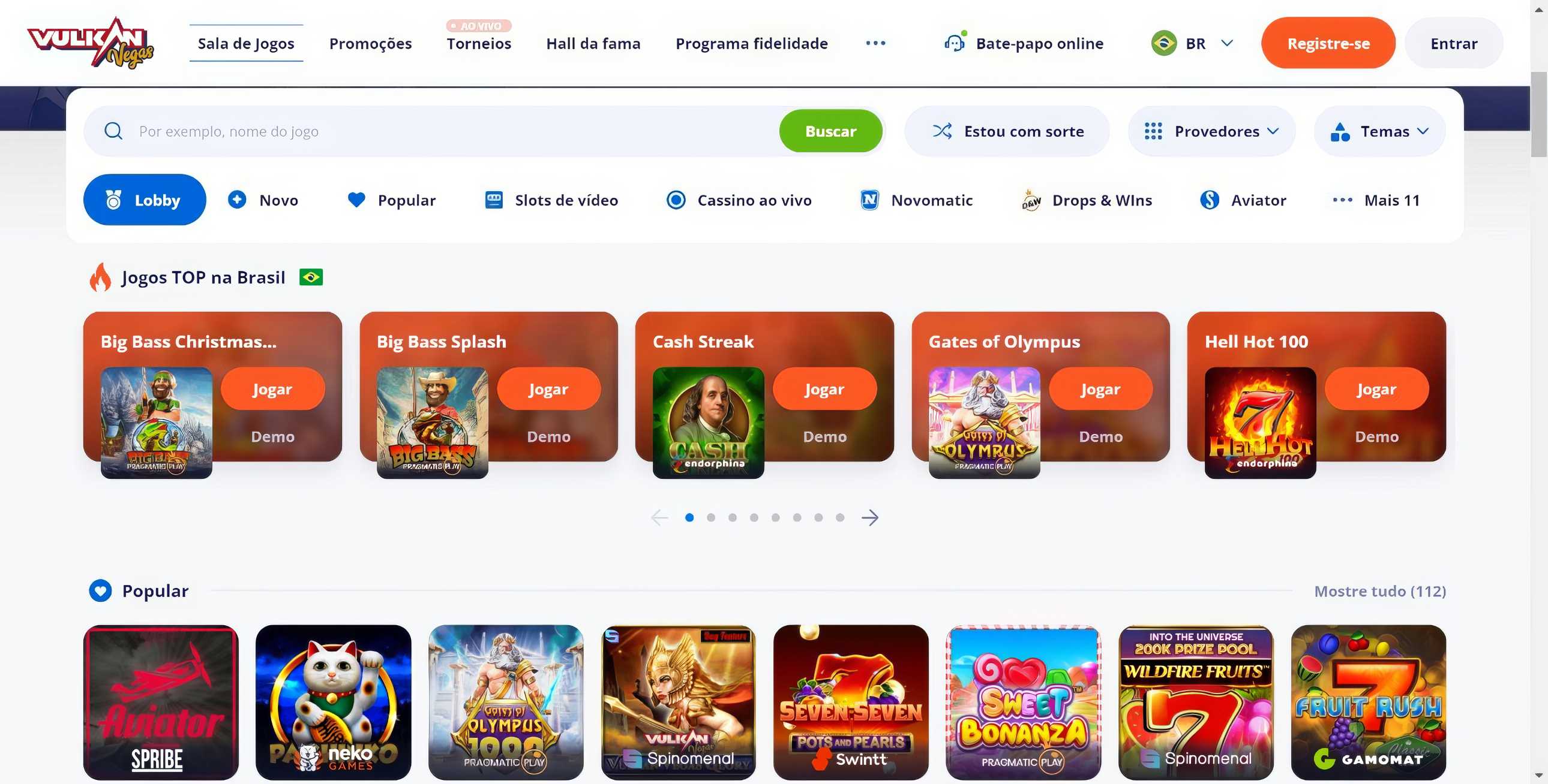 Vulkan Vegas desktop home