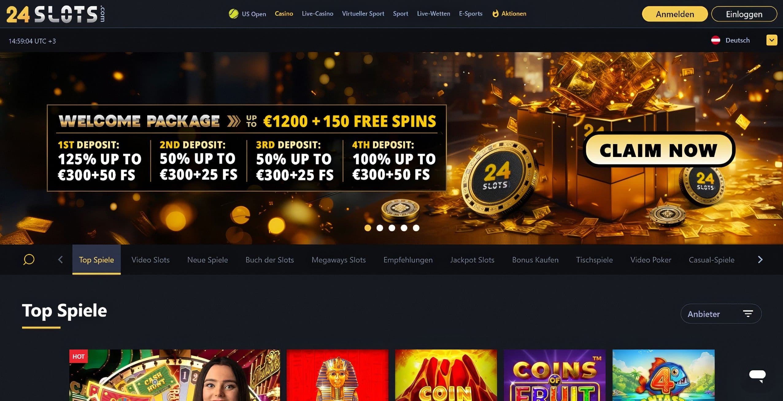 24slots Casino desktop screenshot 1